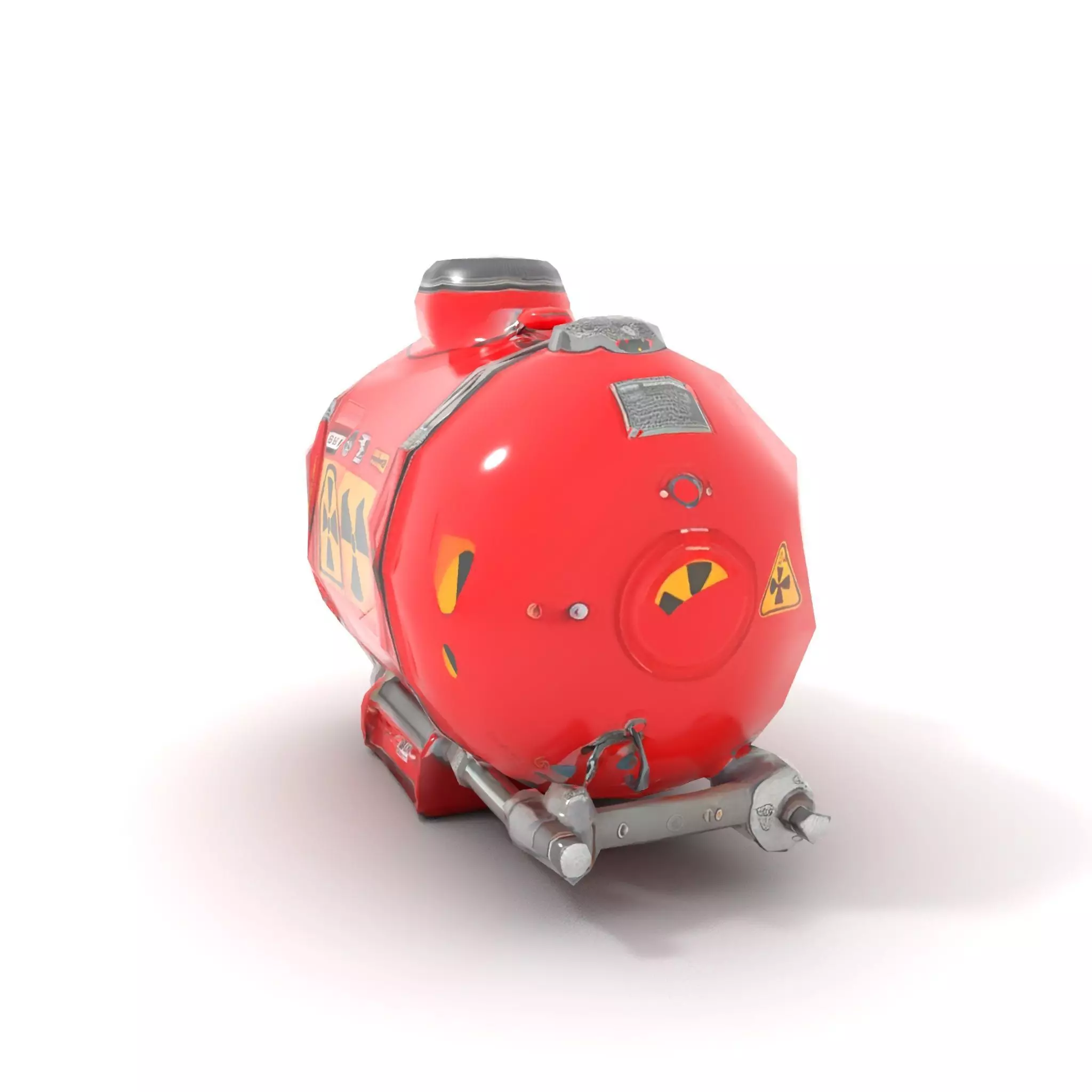 Red Industrial Tank Model Pack with Hazard Symbols Low-poly 3D model_8
