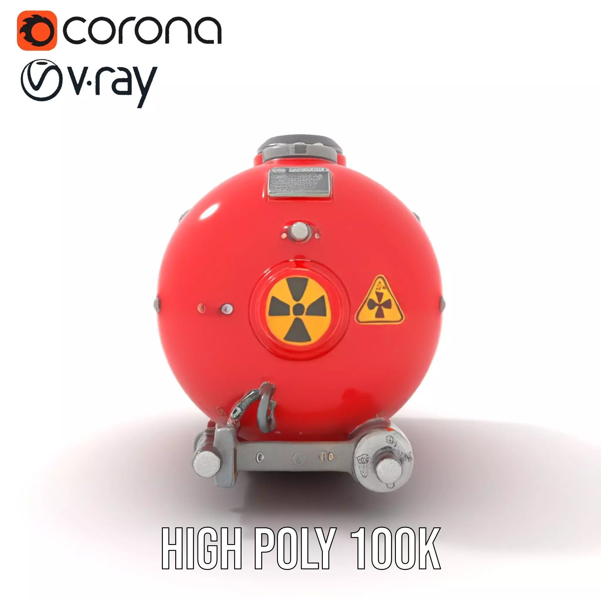 Red Industrial Tank Model Pack with Hazard Symbols Low-poly 3D model_33