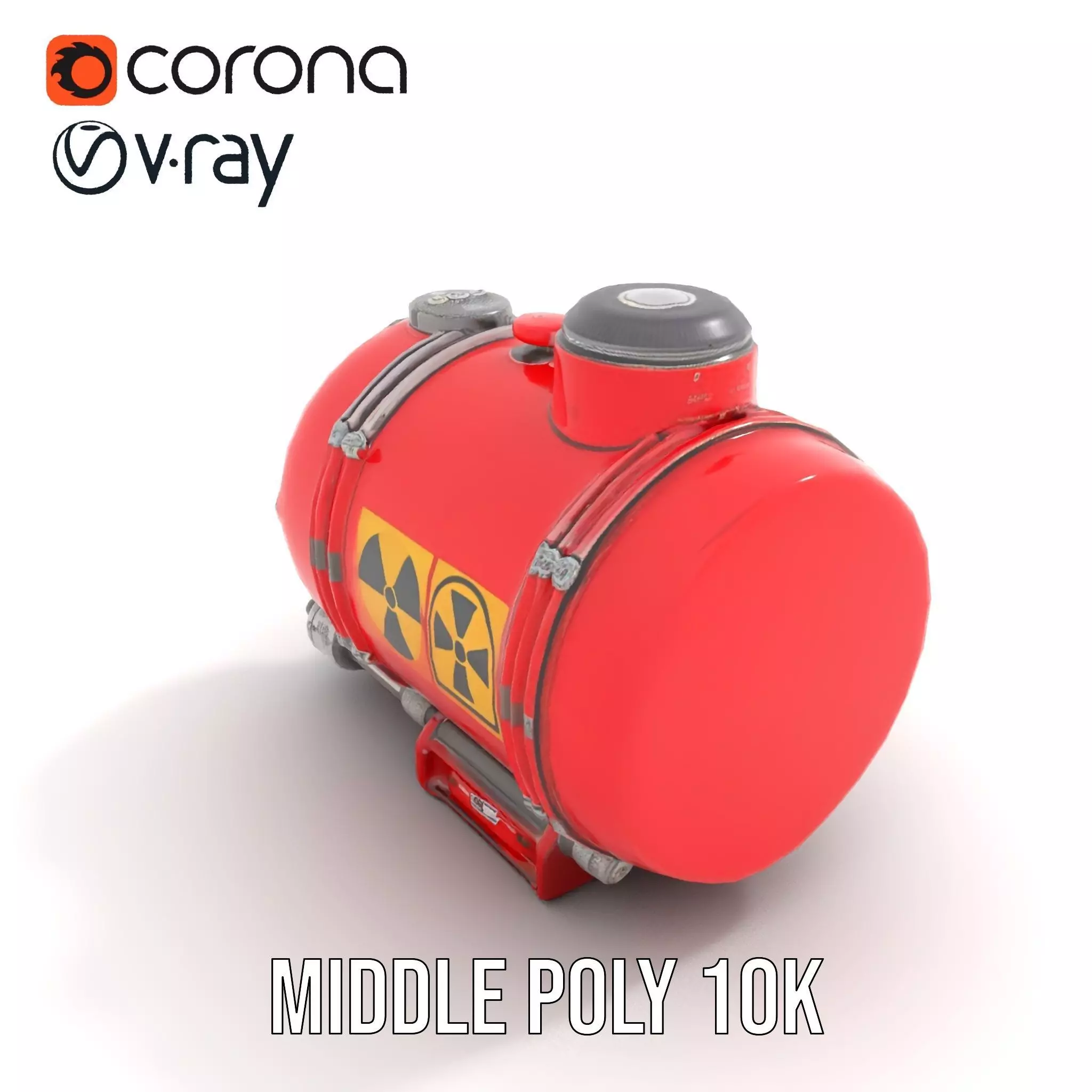 Red Industrial Tank Model Pack with Hazard Symbols Low-poly 3D model_7