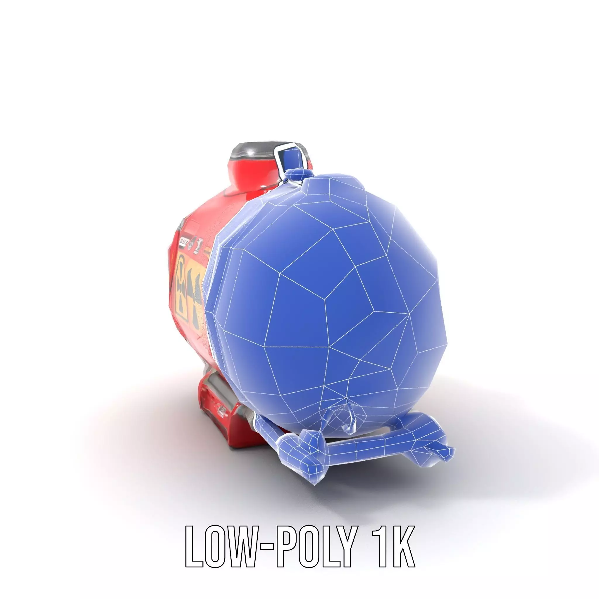Red Industrial Tank Model Pack with Hazard Symbols Low-poly 3D model_17