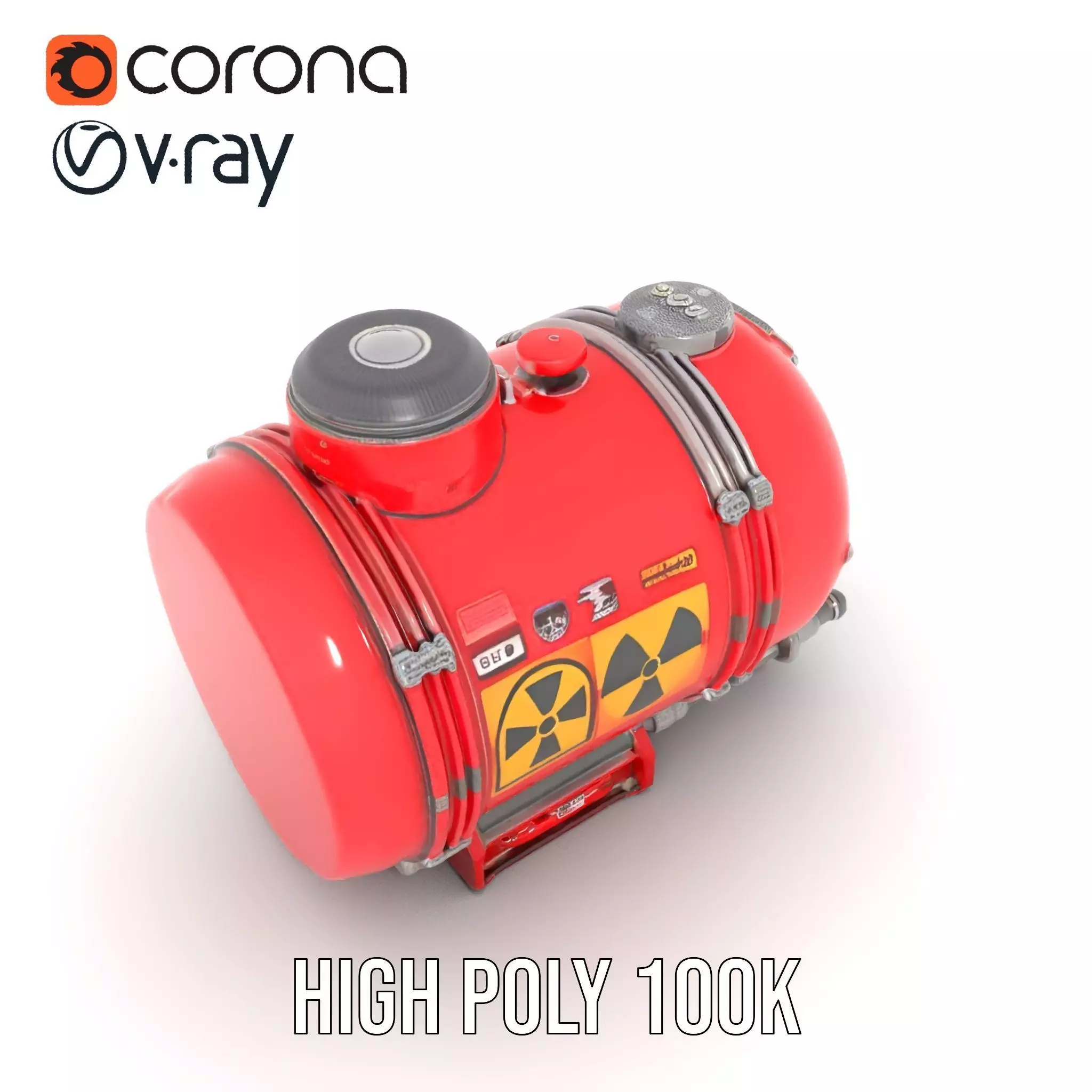 Red Industrial Tank Model Pack with Hazard Symbols Low-poly 3D model_24
