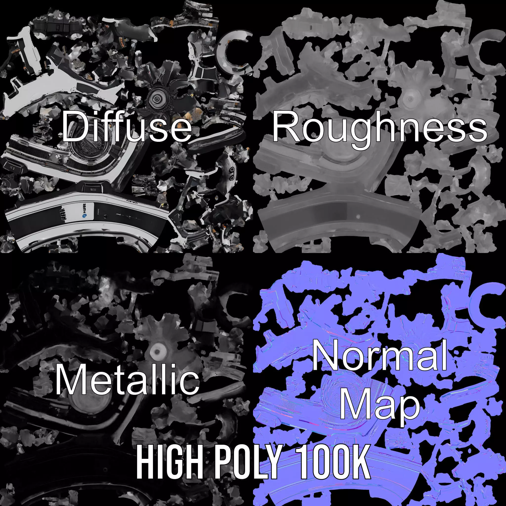 Futuristic Jet Engine Model Pack Low-poly 3D model_4