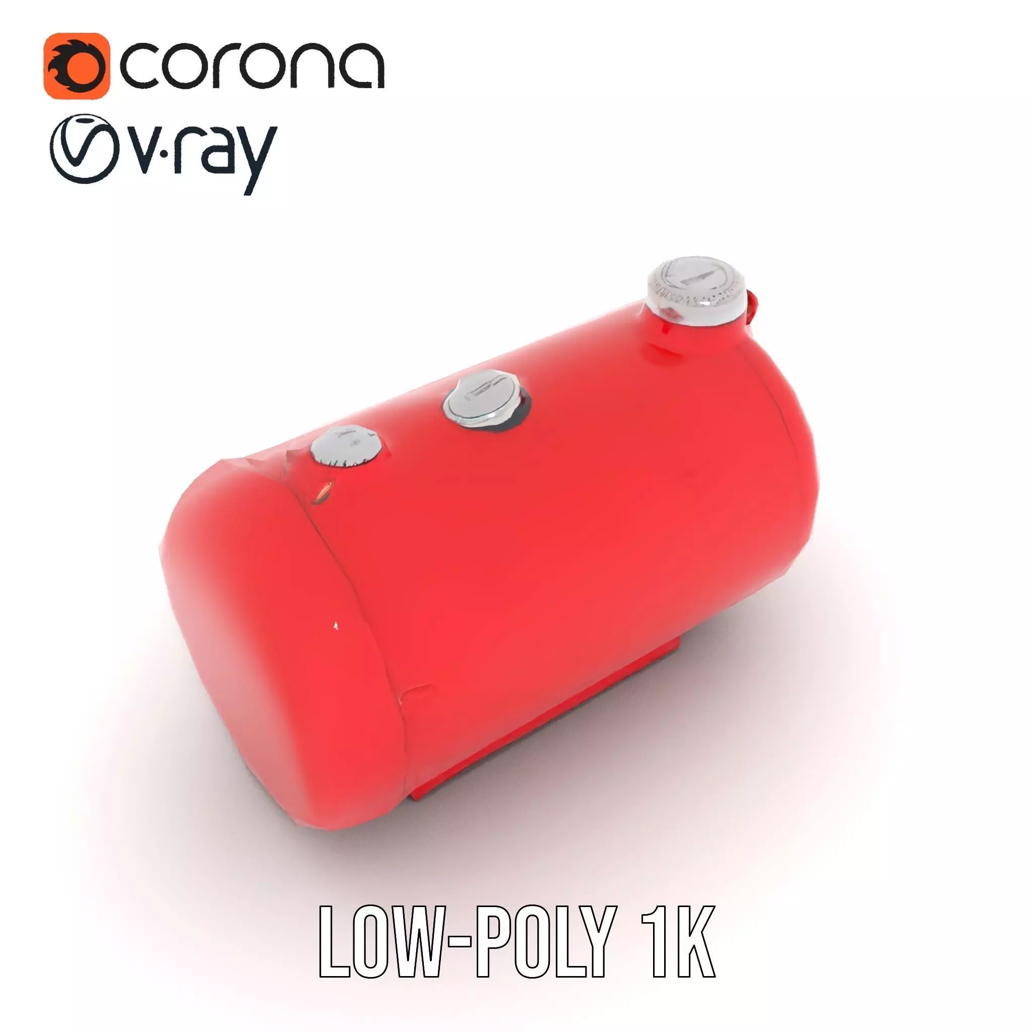 Red Cylindrical Pressure Tank Model Pack Low-poly 3D model_8