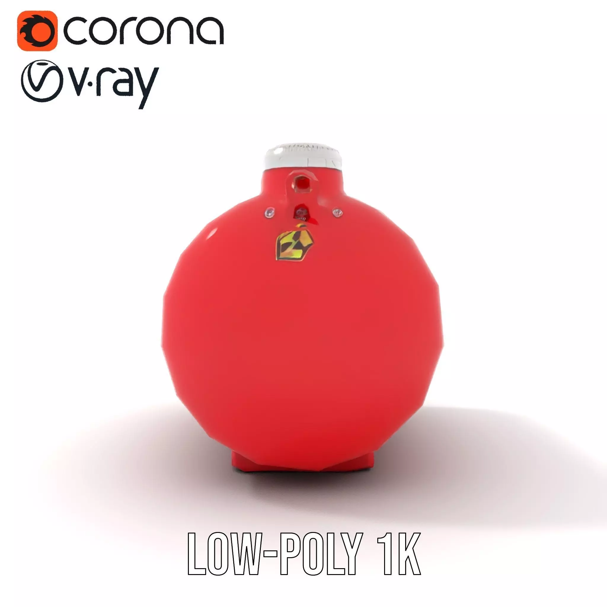 Red Cylindrical Pressure Tank Model Pack Low-poly 3D model_22