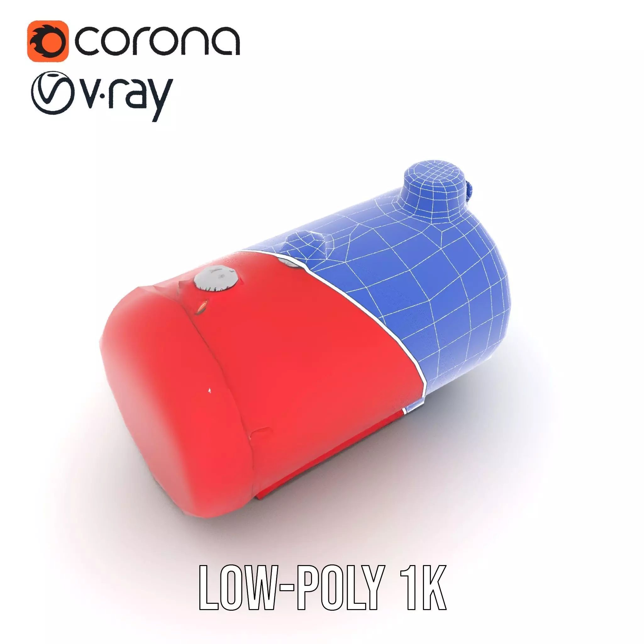 Red Cylindrical Pressure Tank Model Pack Low-poly 3D model_13