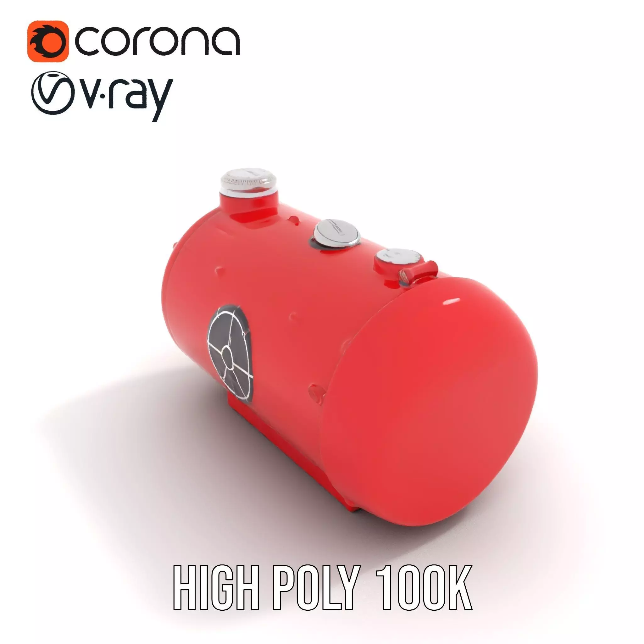 Red Cylindrical Pressure Tank Model Pack Low-poly 3D model_26