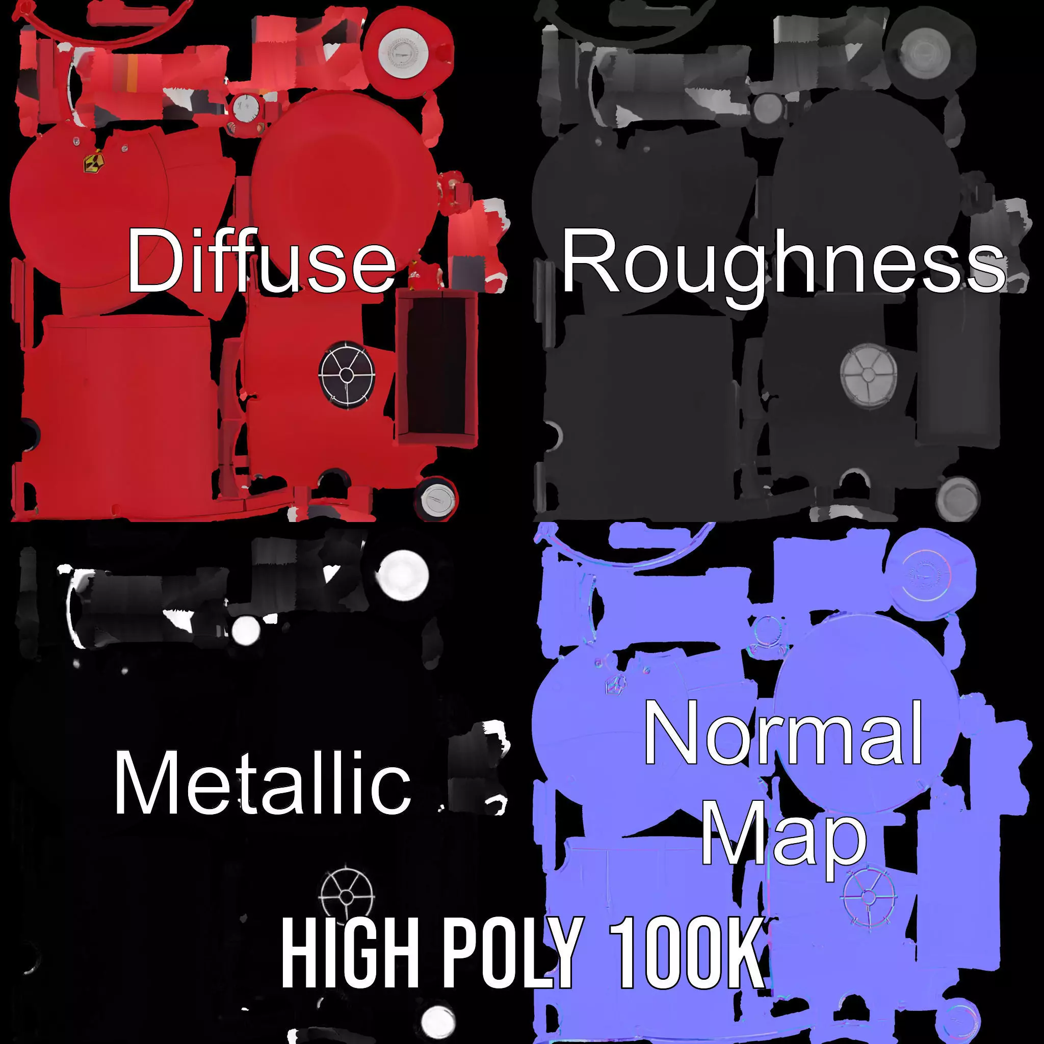 Red Cylindrical Pressure Tank Model Pack Low-poly 3D model_4