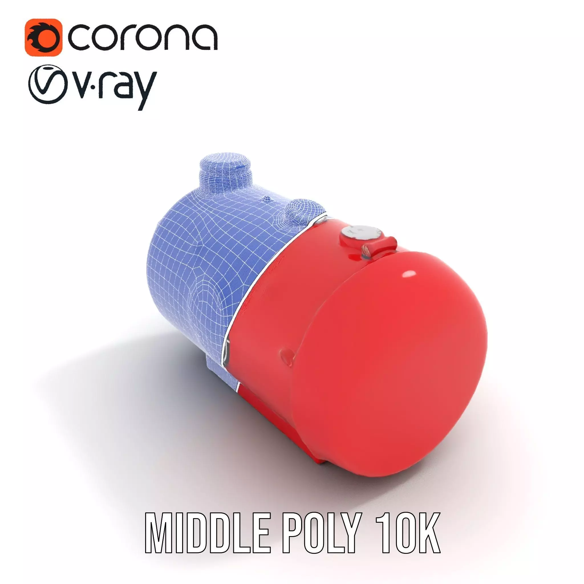 Red Cylindrical Pressure Tank Model Pack Low-poly 3D model_24