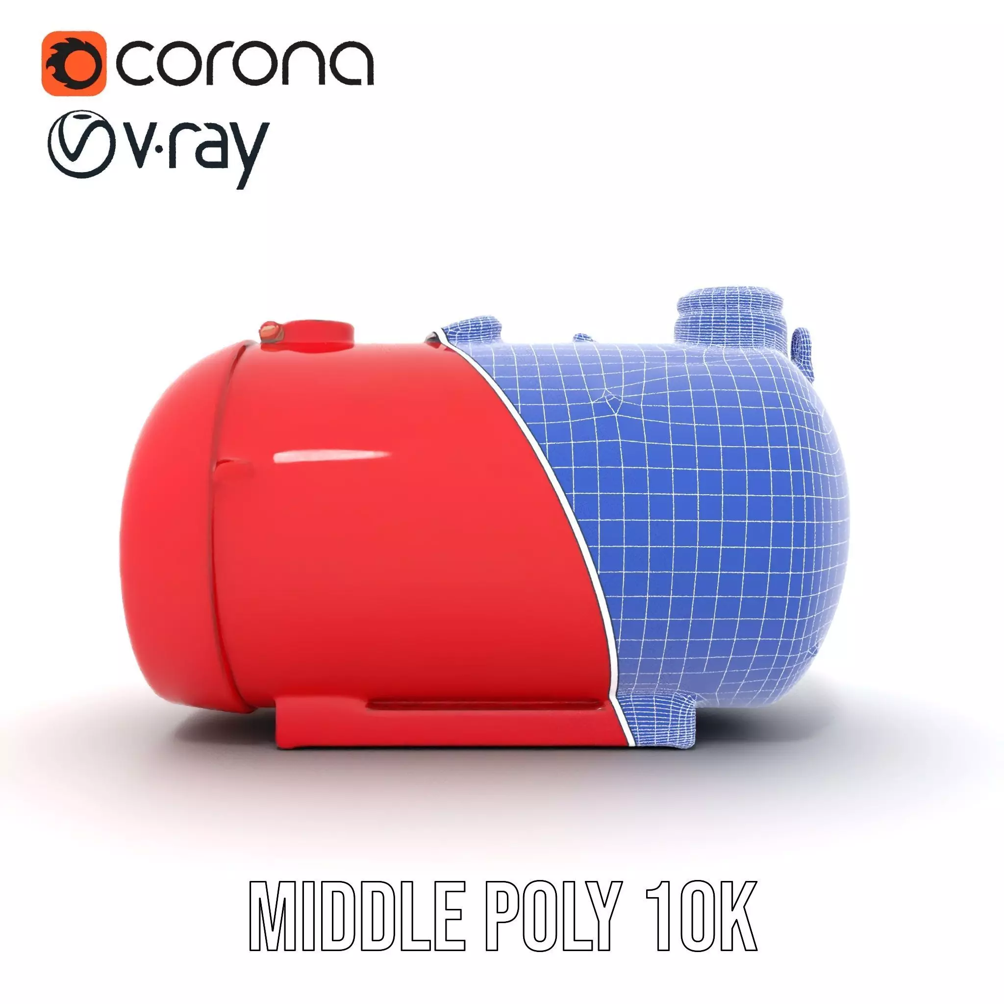 Red Cylindrical Pressure Tank Model Pack Low-poly 3D model_30