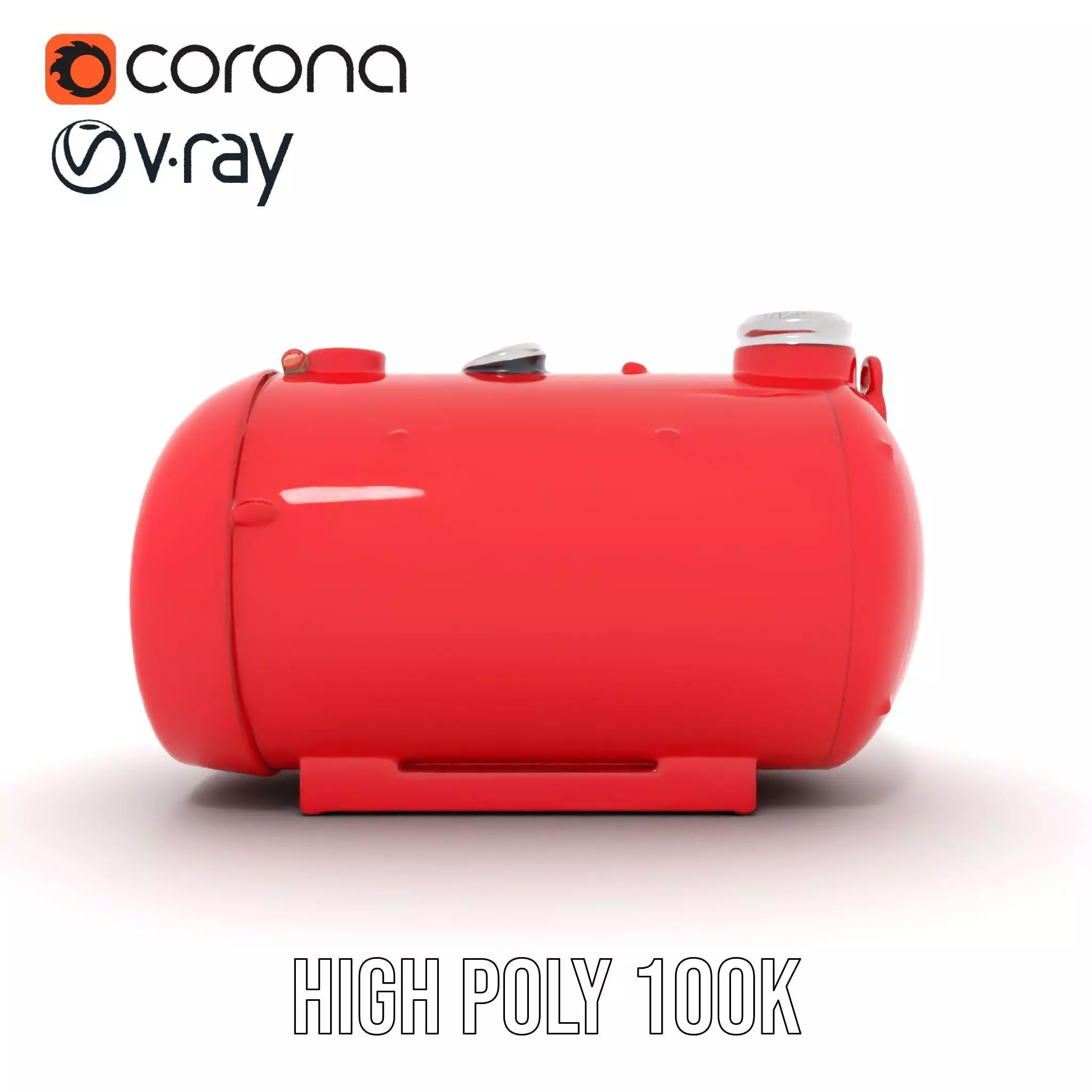 Red Cylindrical Pressure Tank Model Pack Low-poly 3D model_33