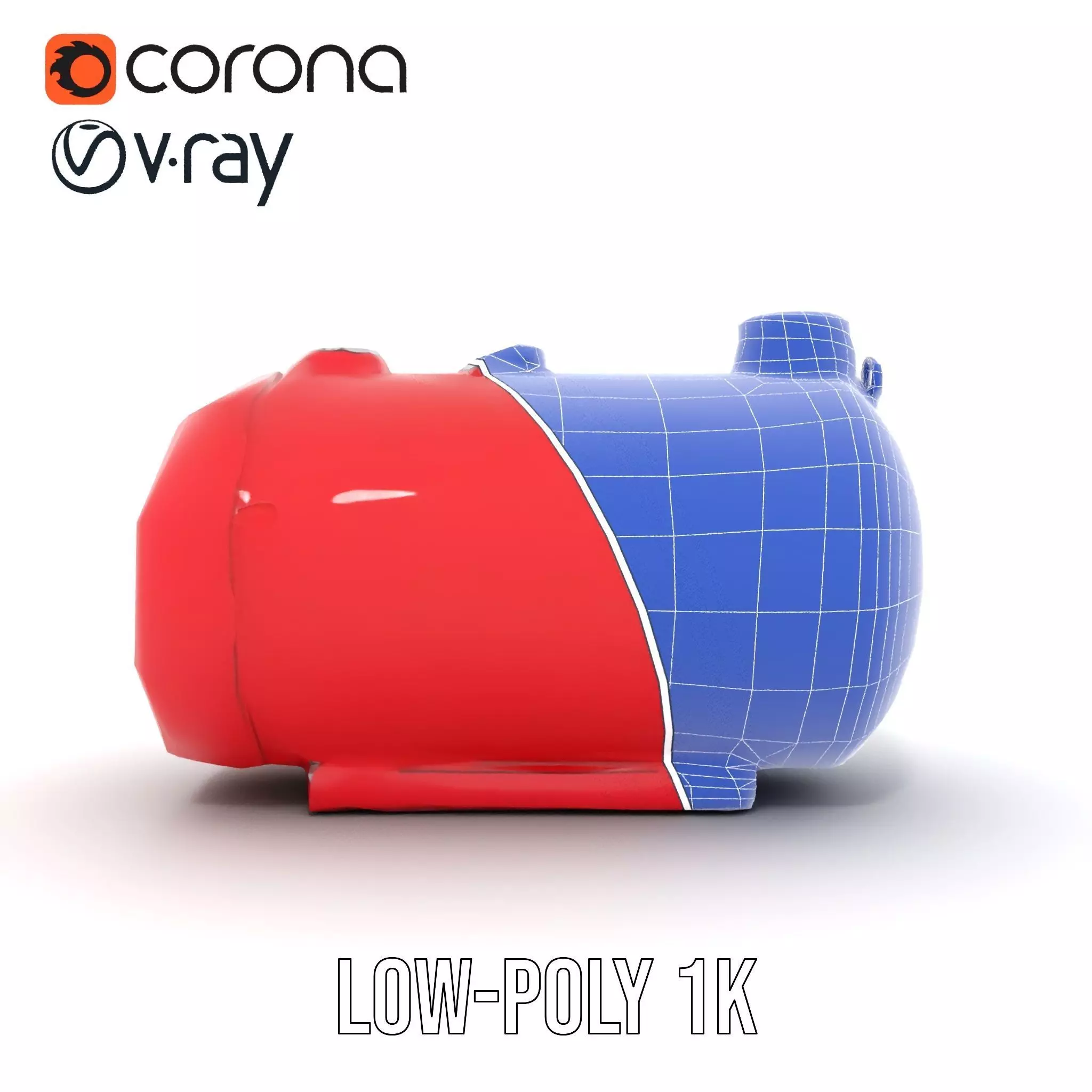 Red Cylindrical Pressure Tank Model Pack Low-poly 3D model_20