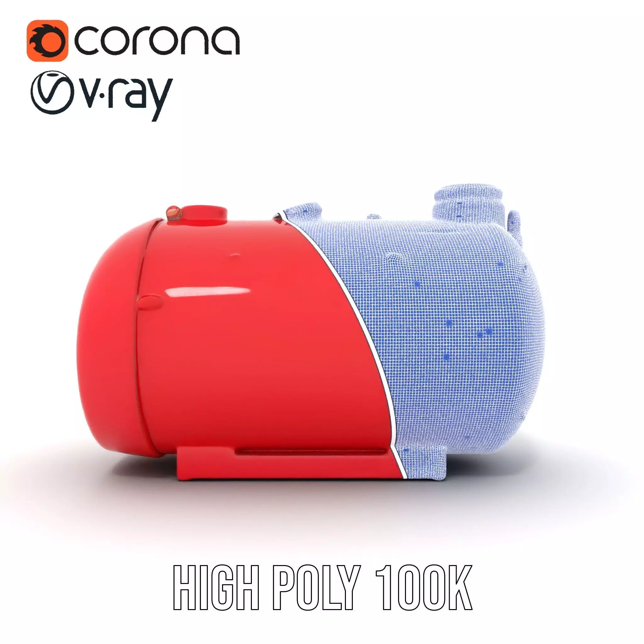 Red Cylindrical Pressure Tank Model Pack Low-poly 3D model_34