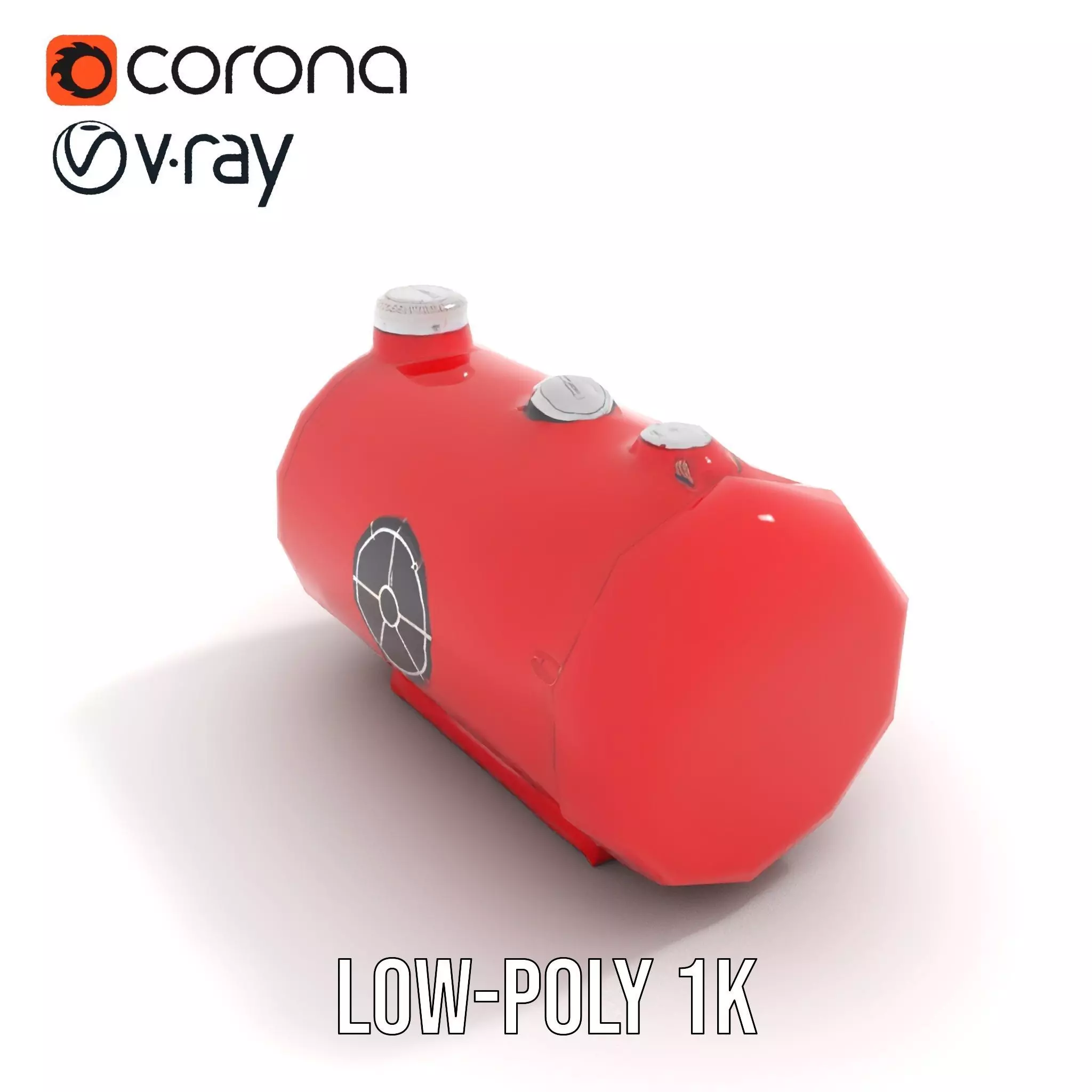 Red Cylindrical Pressure Tank Model Pack Low-poly 3D model_10