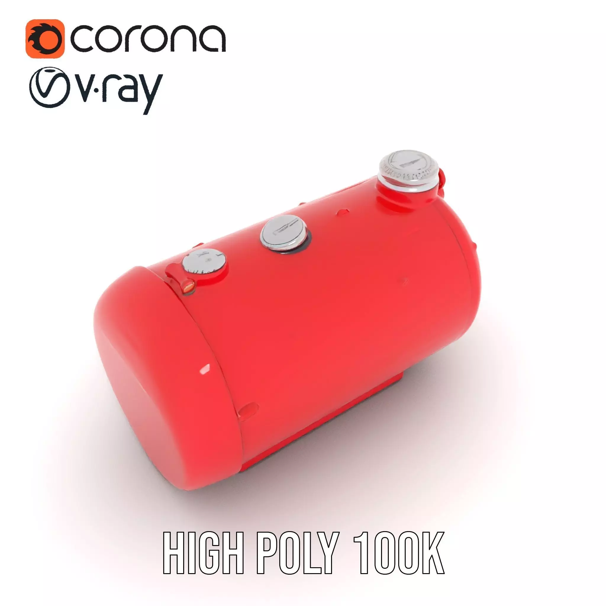 Red Cylindrical Pressure Tank Model Pack Low-poly 3D model_32