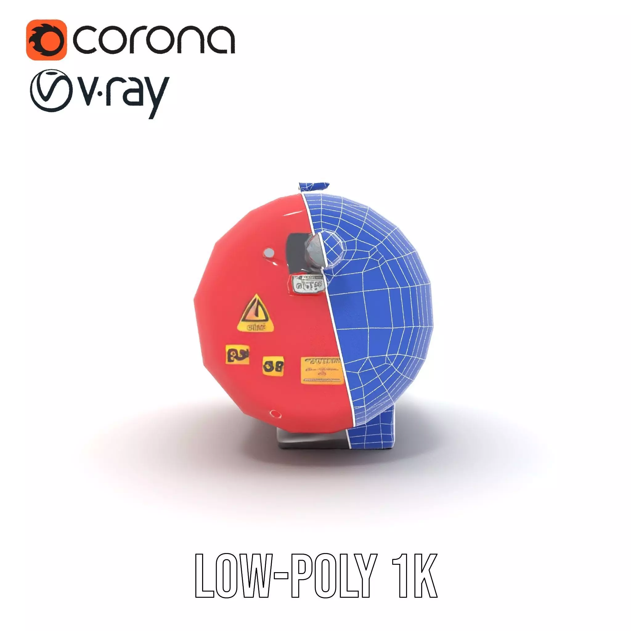 Industrial Hazard Tank model pack with warning signs Low-poly 3D model_19