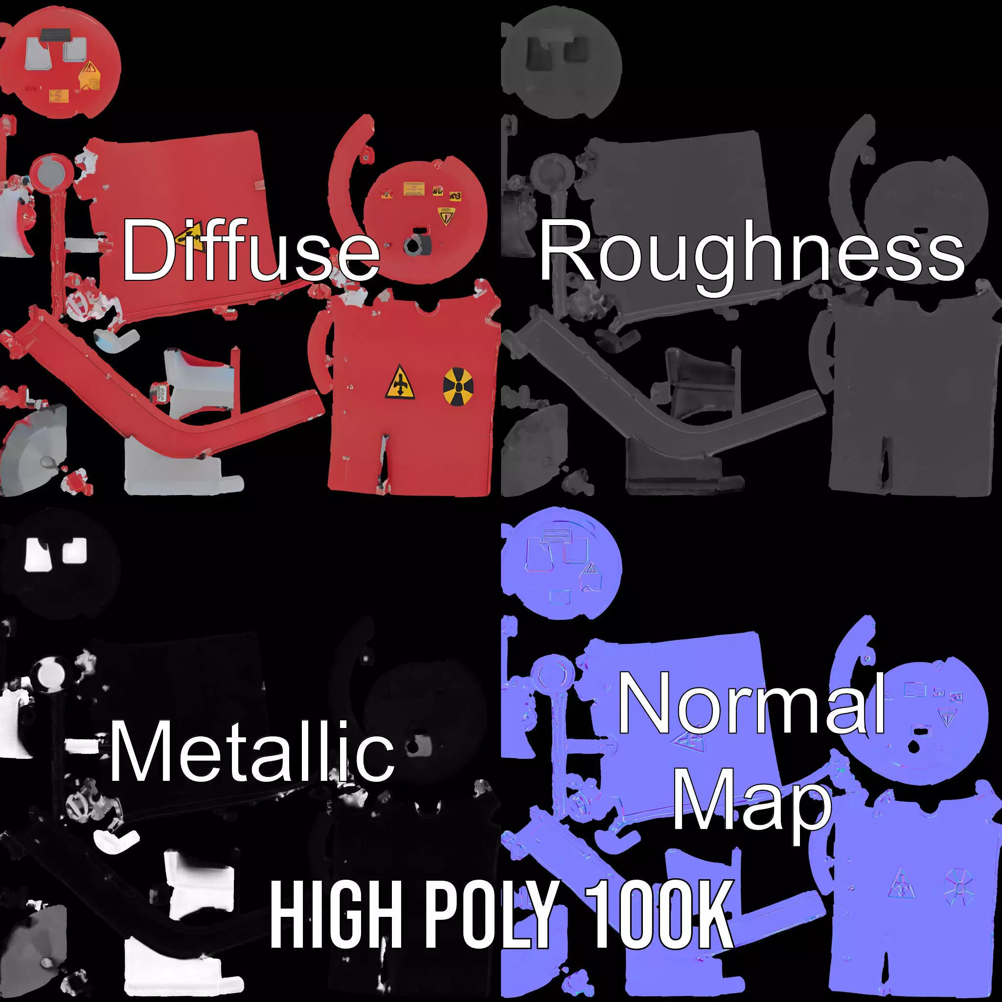 Industrial Hazard Tank model pack with warning signs Low-poly 3D model_3