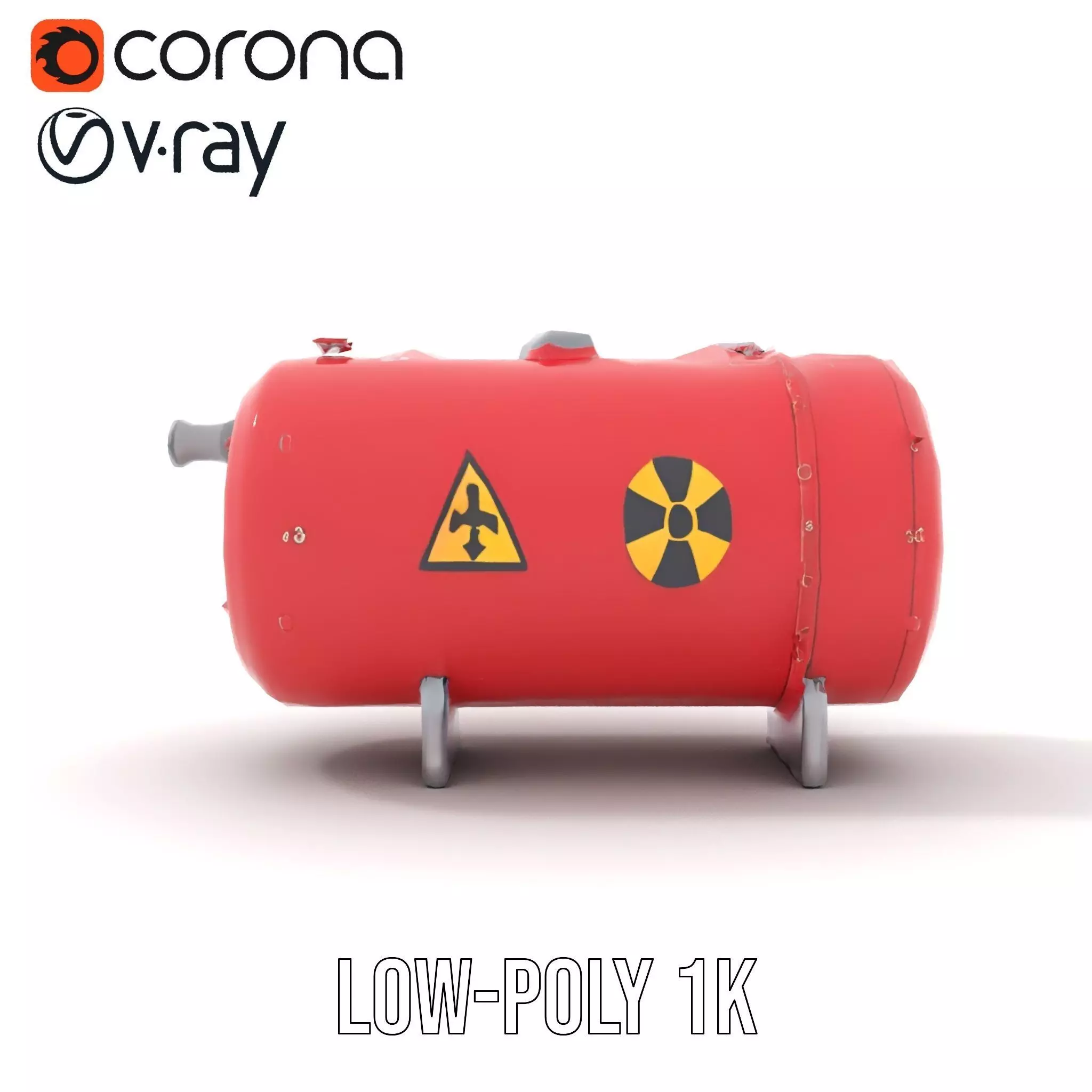 Industrial Hazard Tank model pack with warning signs Low-poly 3D model_16