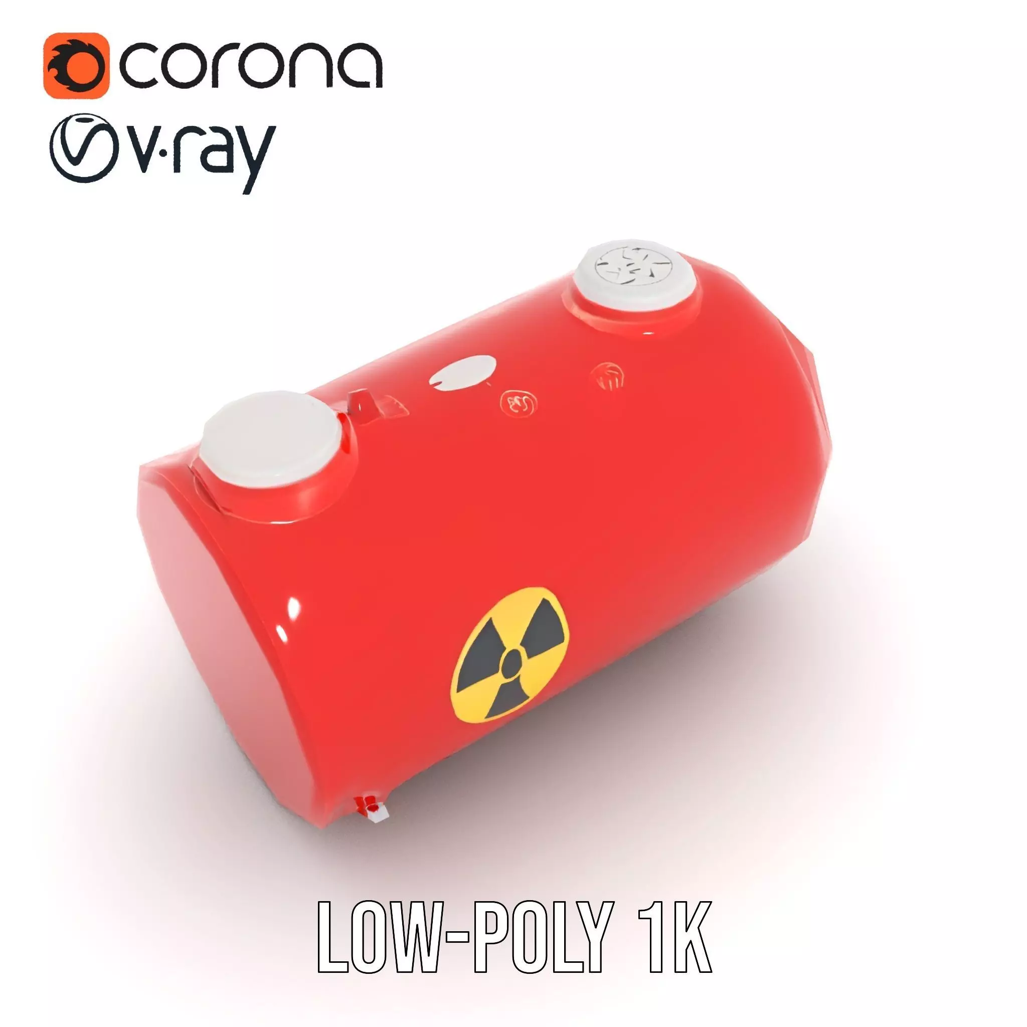 Red Nuclear Barrel Model Pack with High Detail Low-poly 3D model_13