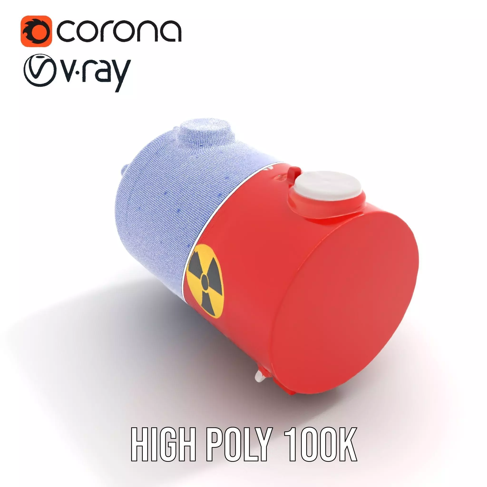 Red Nuclear Barrel Model Pack with High Detail Low-poly 3D model_30