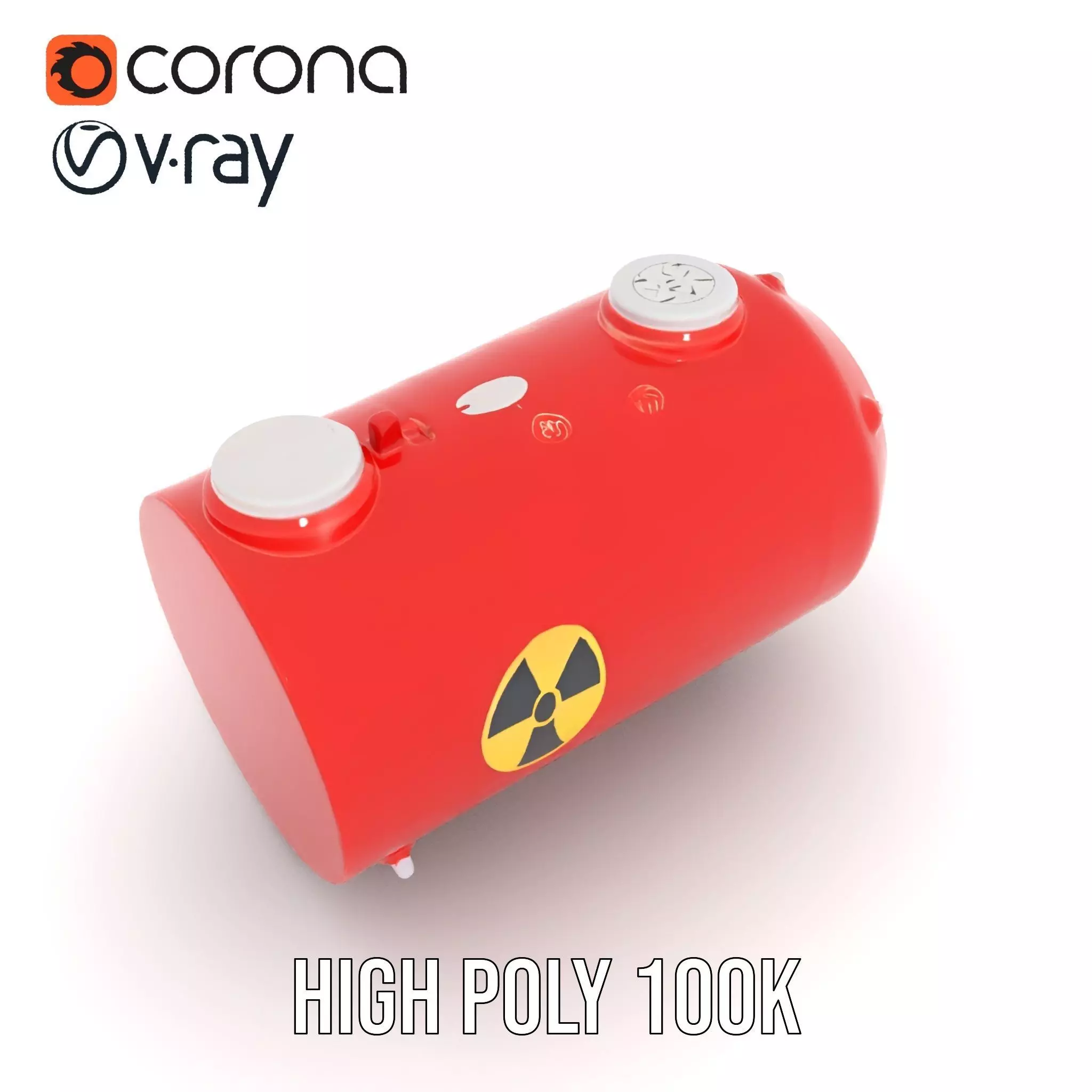 Red Nuclear Barrel Model Pack with High Detail Low-poly 3D model_21