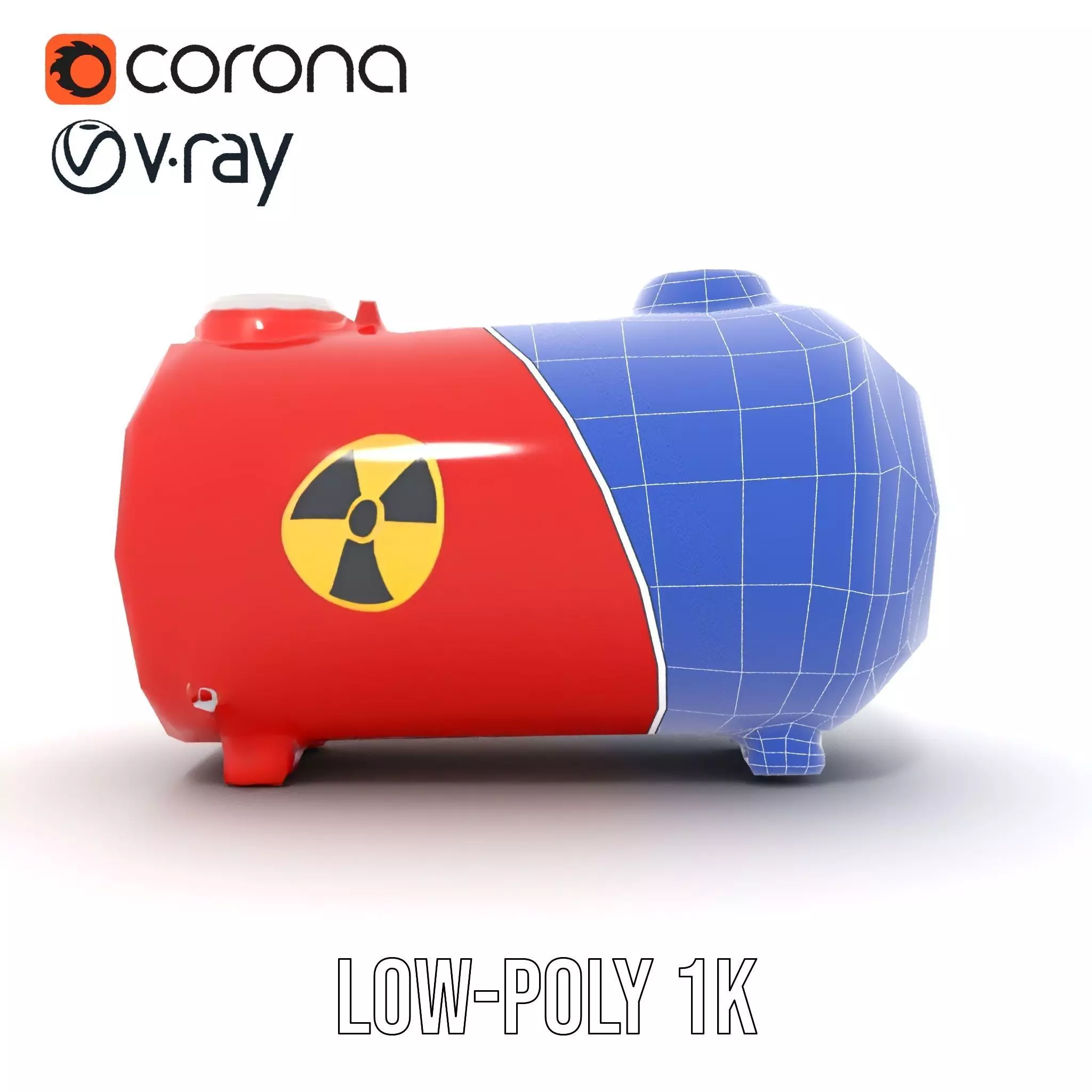 Red Nuclear Barrel Model Pack with High Detail Low-poly 3D model_32