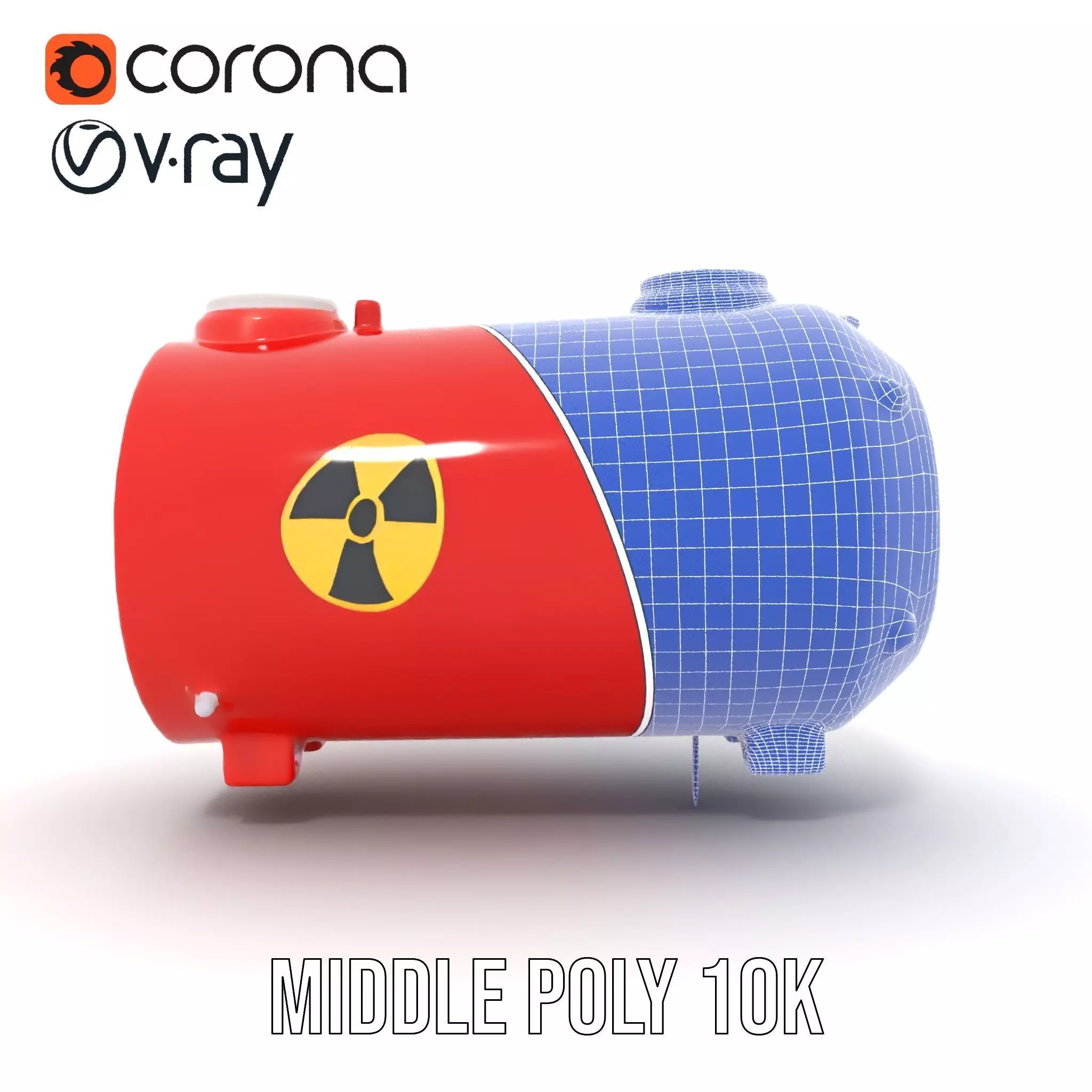 Red Nuclear Barrel Model Pack with High Detail Low-poly 3D model_16