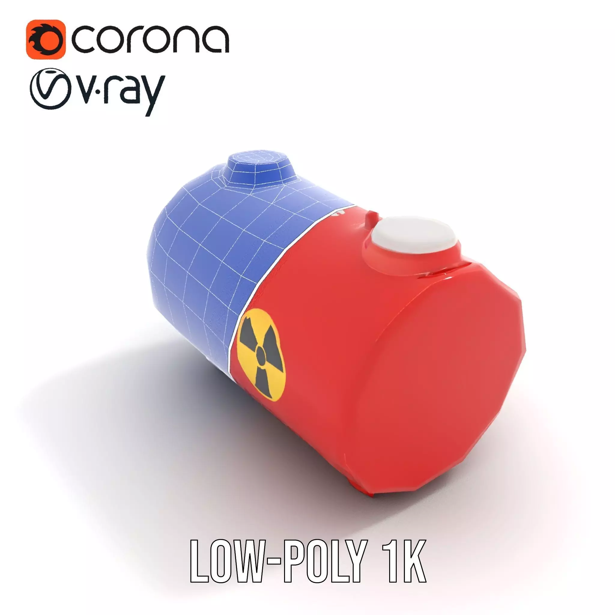 Red Nuclear Barrel Model Pack with High Detail Low-poly 3D model_26