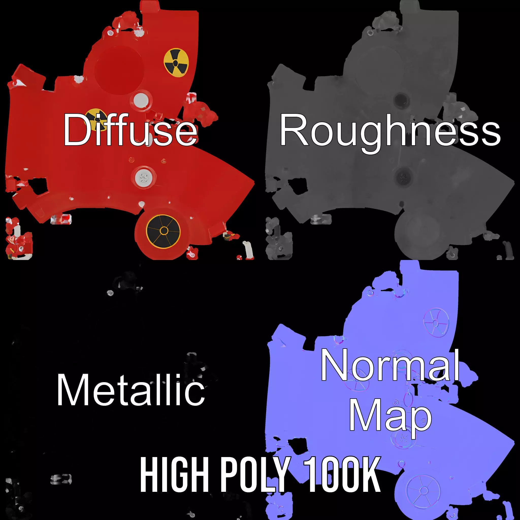 Red Nuclear Barrel Model Pack with High Detail Low-poly 3D model_4