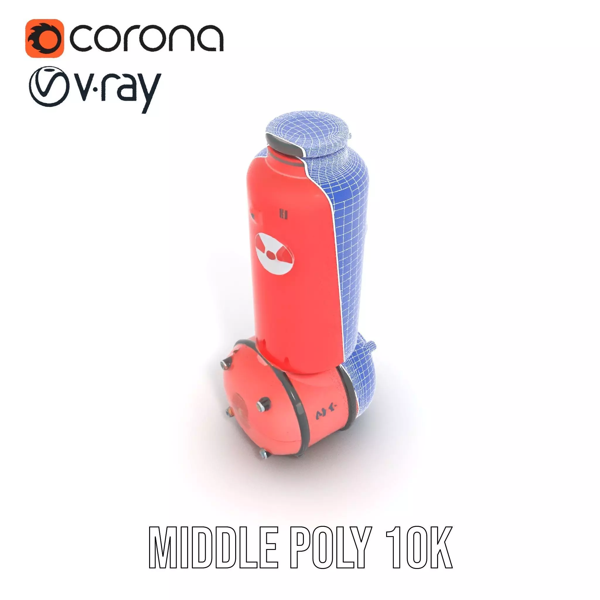 Futuristic Red Canister Model Pack with Radiation Symbols Low-poly 3D model_28