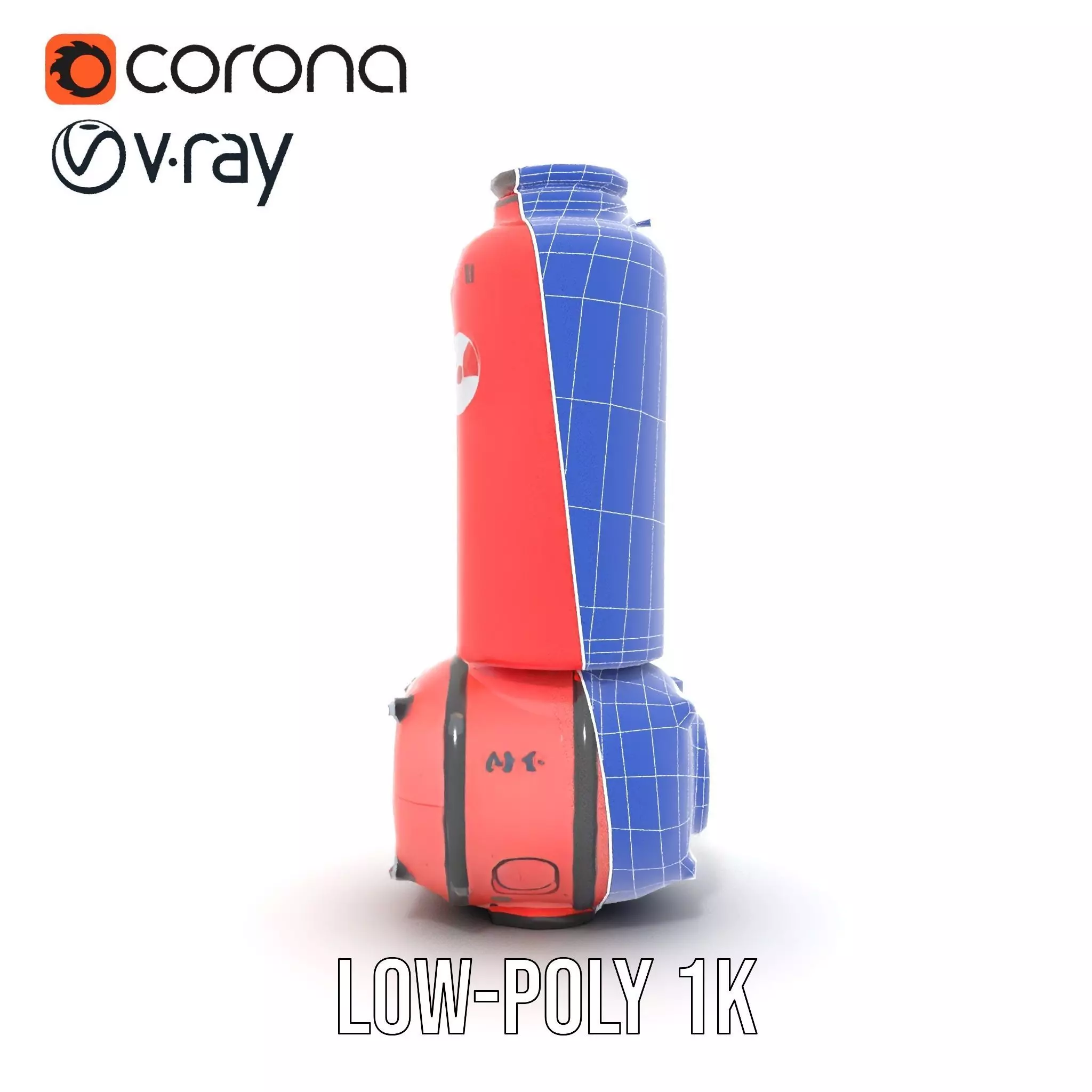 Futuristic Red Canister Model Pack with Radiation Symbols Low-poly 3D model_32