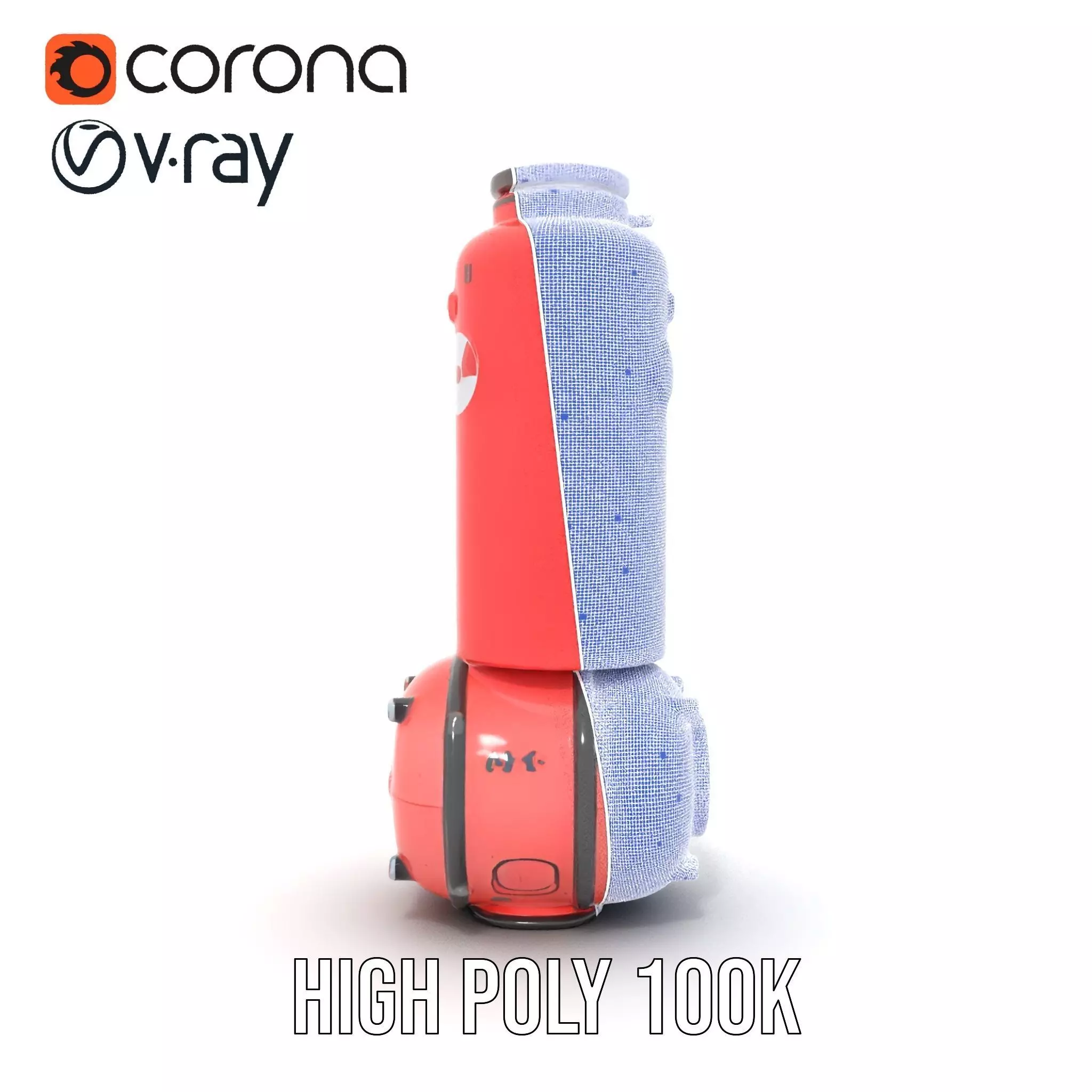 Futuristic Red Canister Model Pack with Radiation Symbols Low-poly 3D model_35