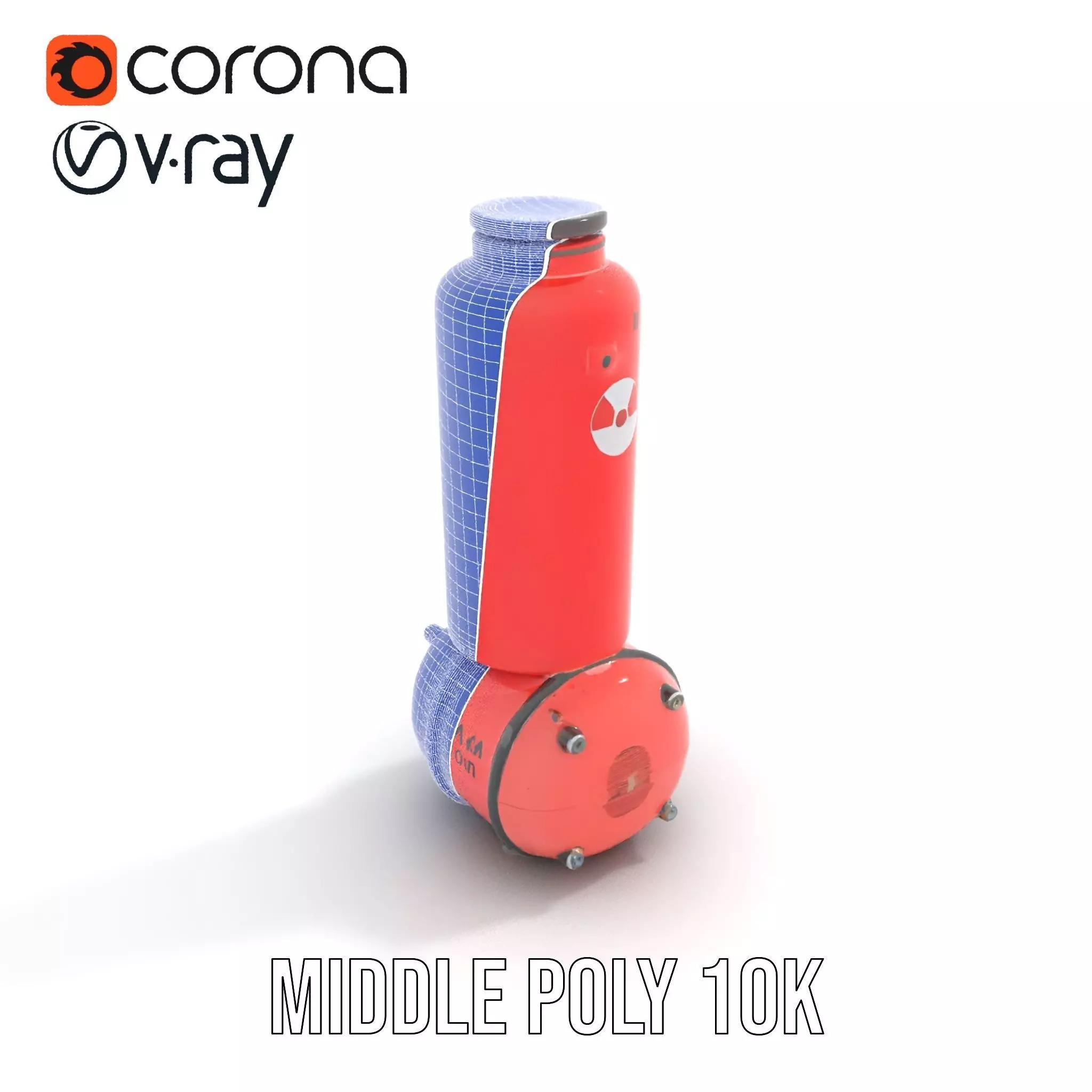 Futuristic Red Canister Model Pack with Radiation Symbols Low-poly 3D model_14