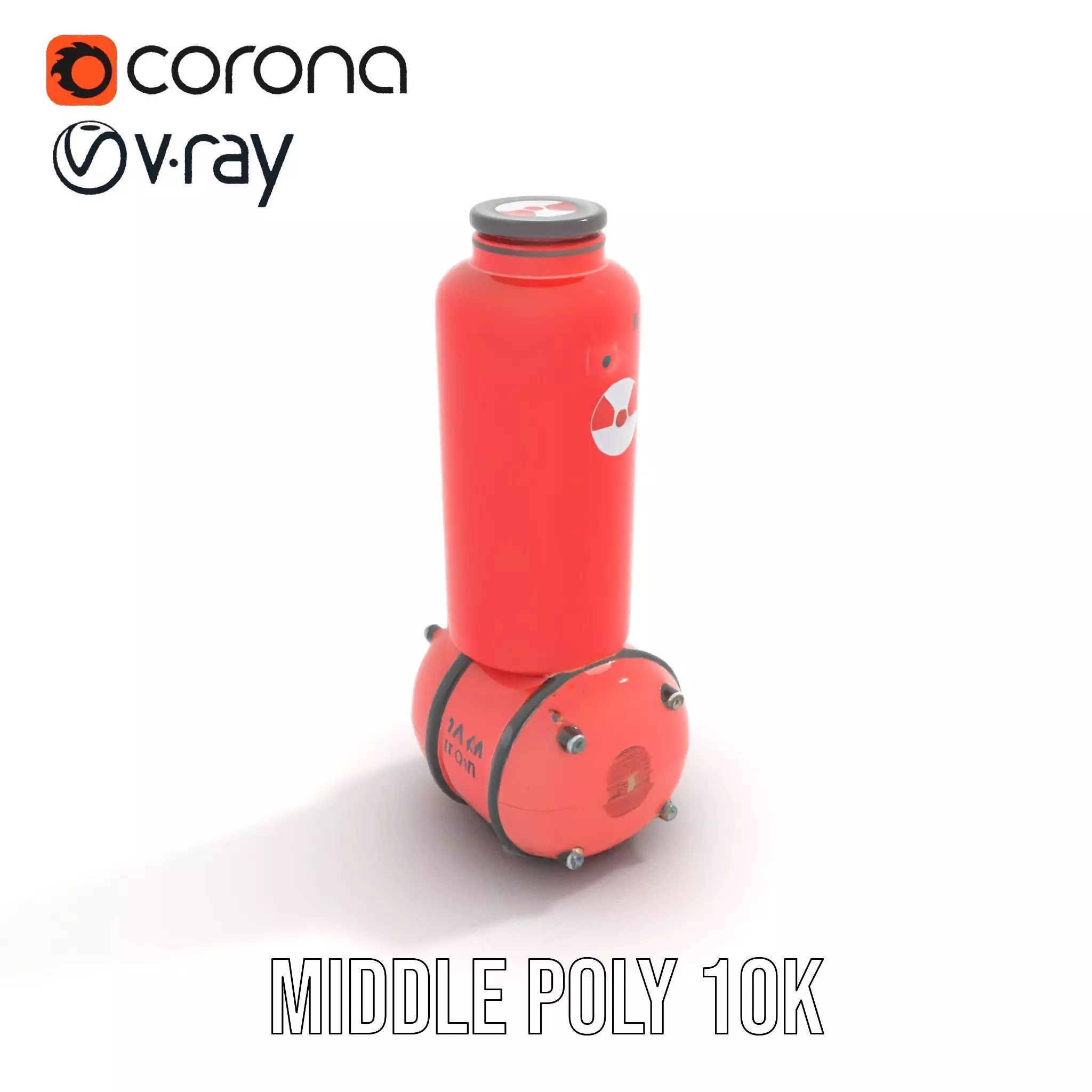 Futuristic Red Canister Model Pack with Radiation Symbols Low-poly 3D model_12