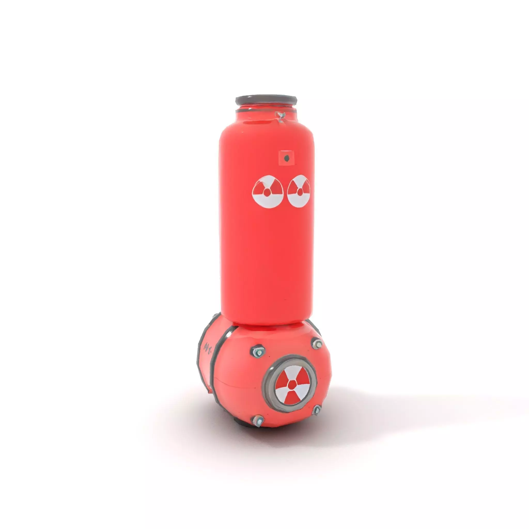 Futuristic Red Canister Model Pack with Radiation Symbols Low-poly 3D model_18