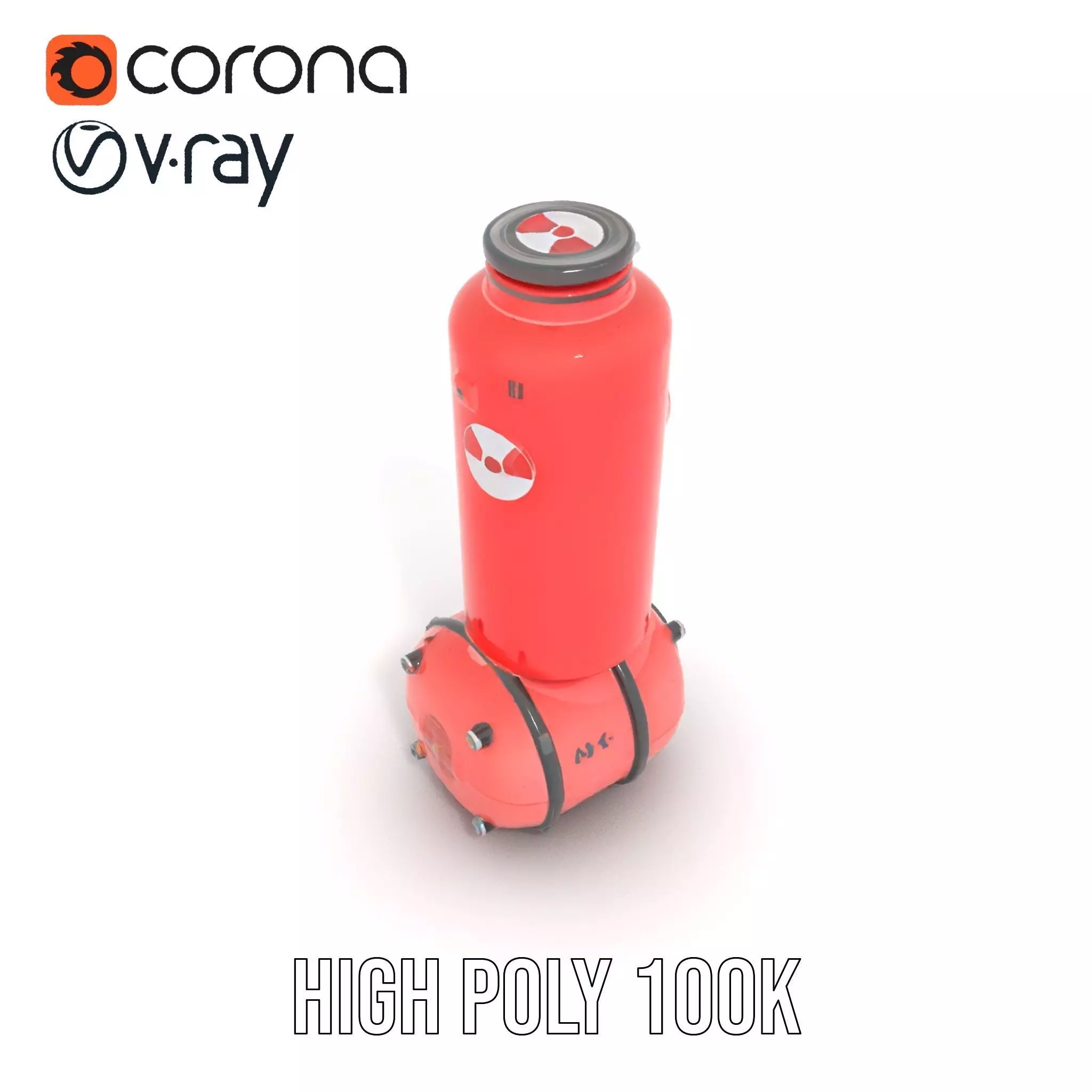 Futuristic Red Canister Model Pack with Radiation Symbols Low-poly 3D model_21