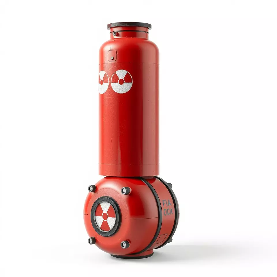 Futuristic Red Canister Model Pack with Radiation Symbols Low-poly 3D model_3