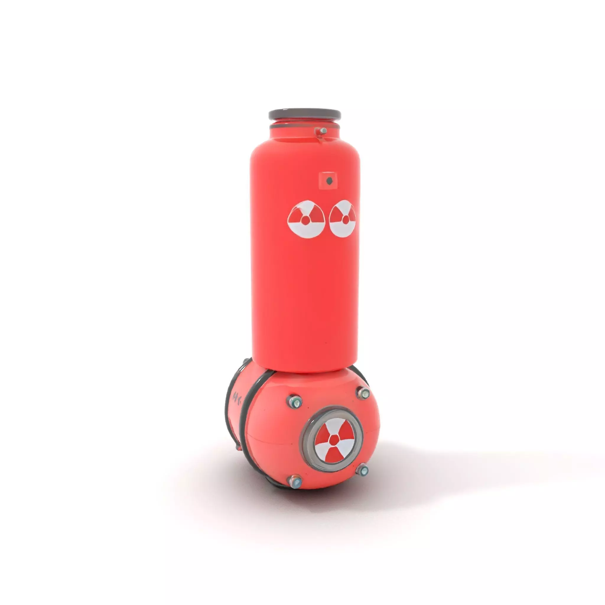 Futuristic Red Canister Model Pack with Radiation Symbols Low-poly 3D model_7