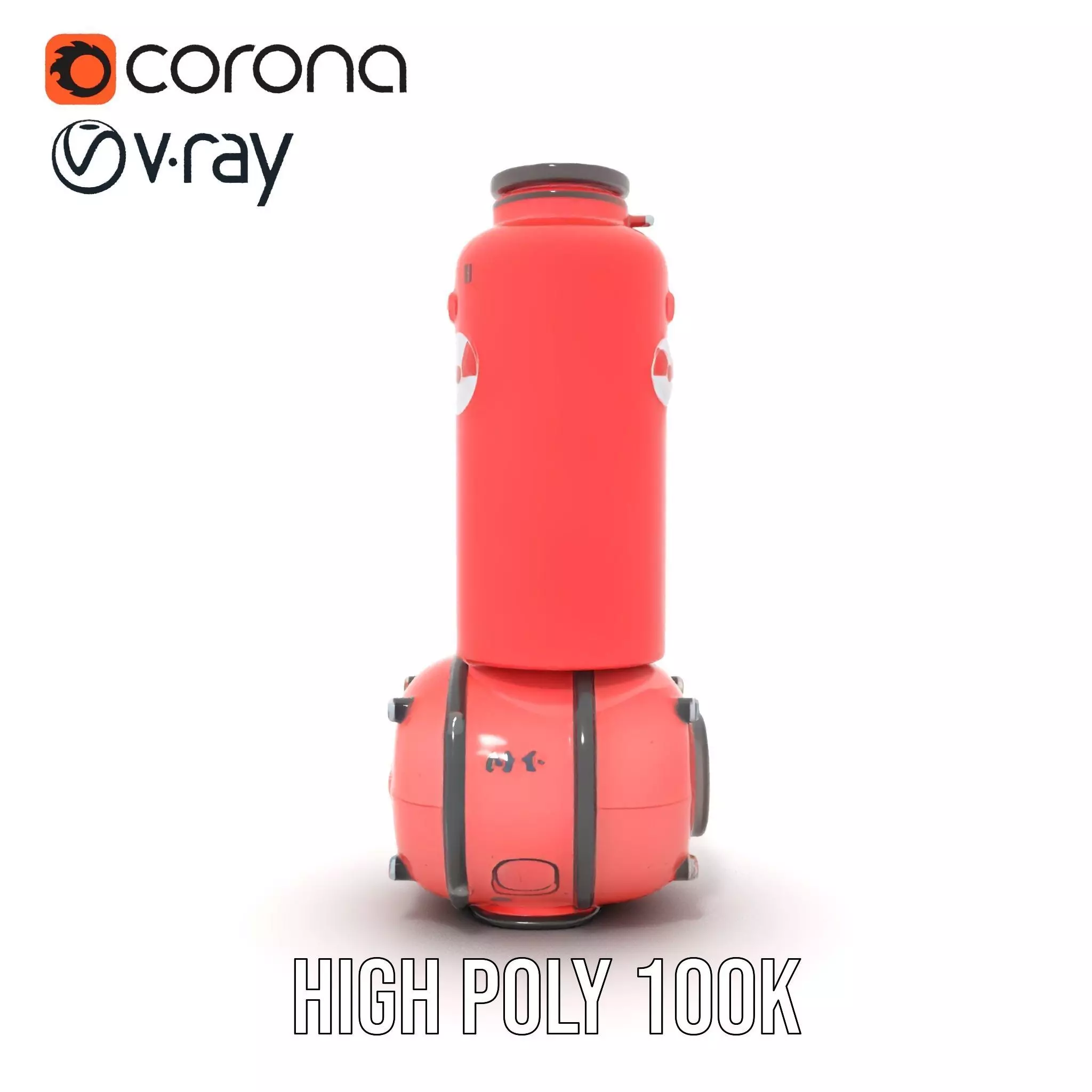 Futuristic Red Canister Model Pack with Radiation Symbols Low-poly 3D model_24