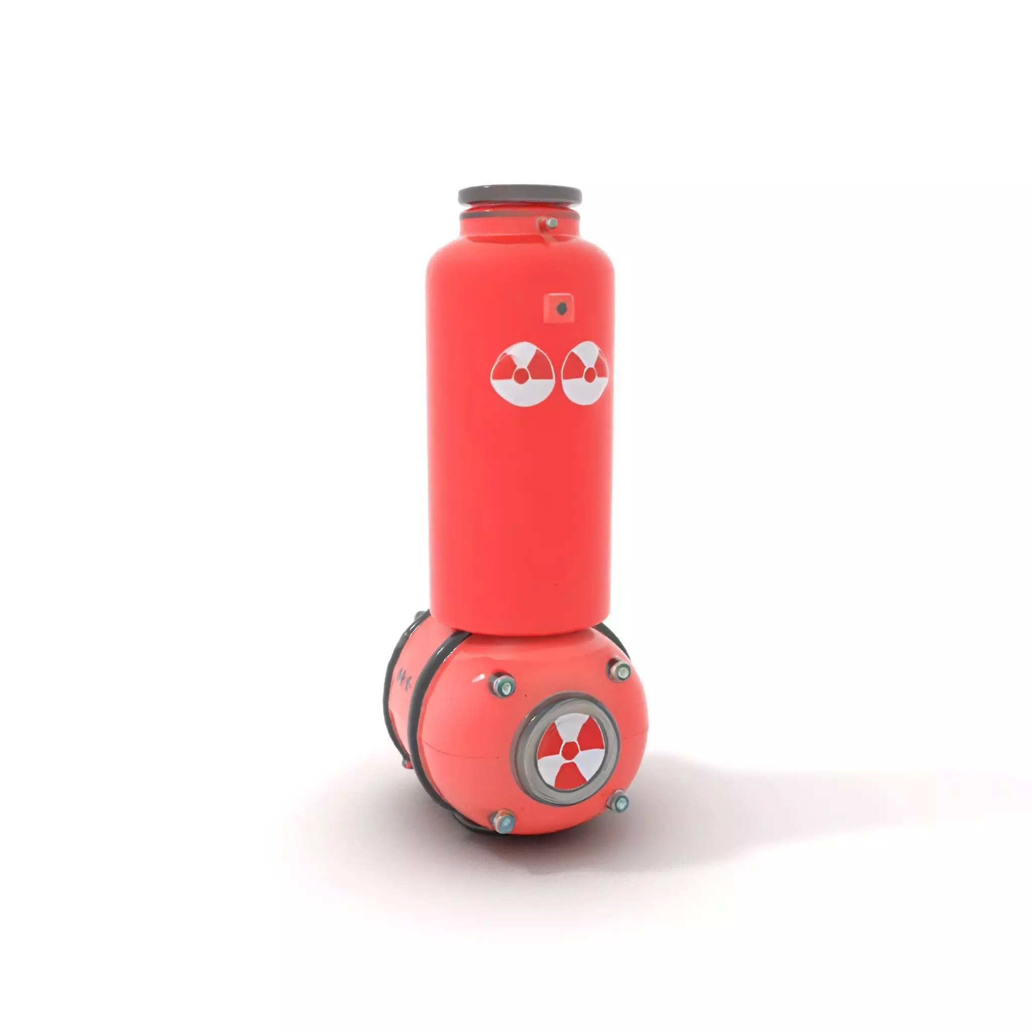 Futuristic Red Canister Model Pack with Radiation Symbols Low-poly 3D model_0