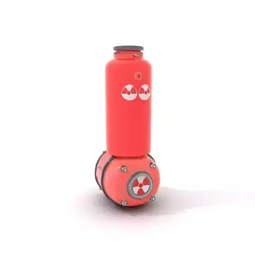 Futuristic Red Canister Model Pack with Radiation Symbols Low-poly 3D model