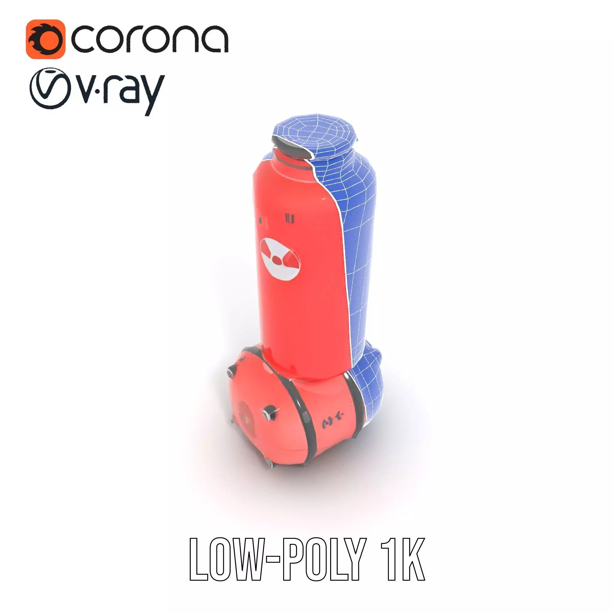 Futuristic Red Canister Model Pack with Radiation Symbols Low-poly 3D model_26