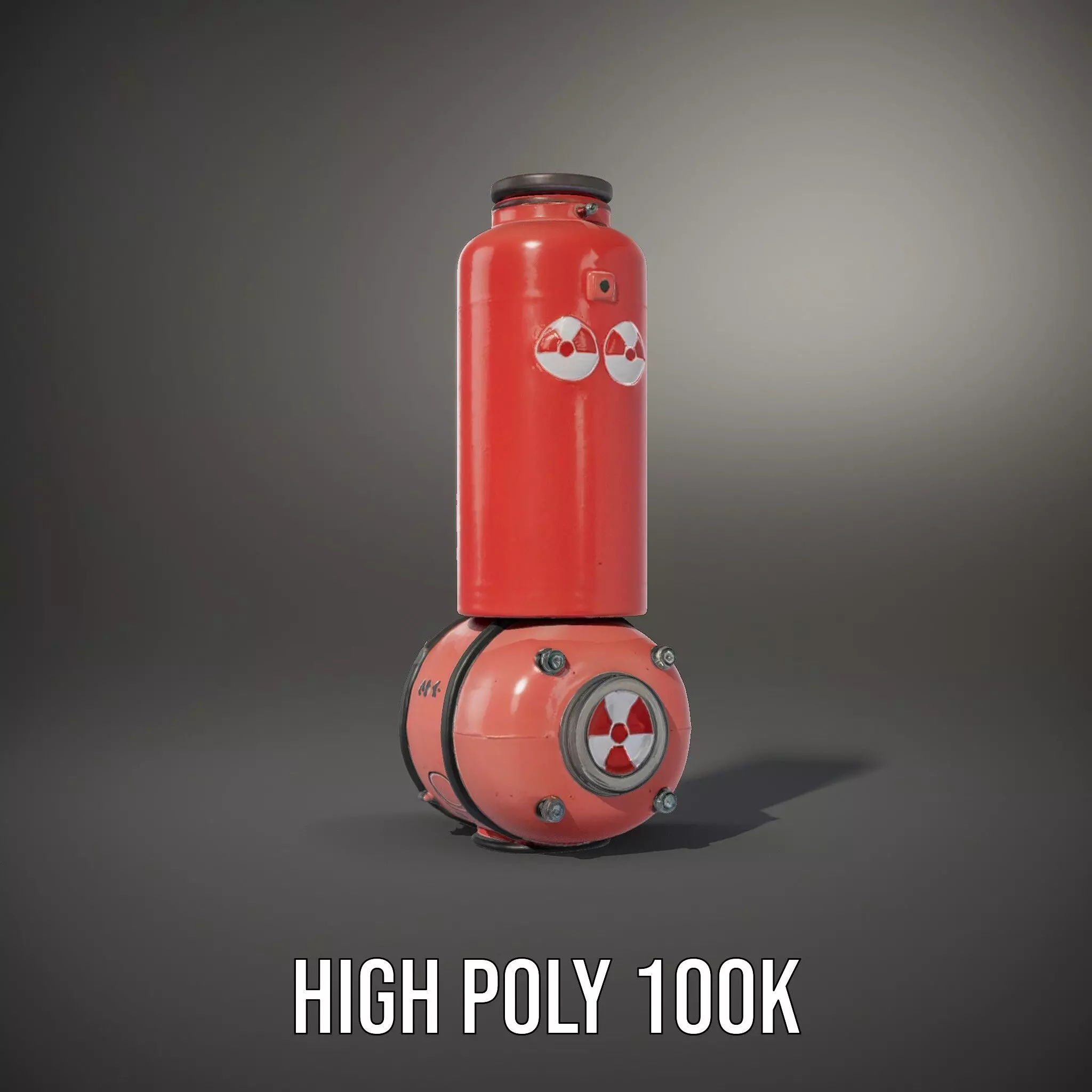 Futuristic Red Canister Model Pack with Radiation Symbols Low-poly 3D model_11