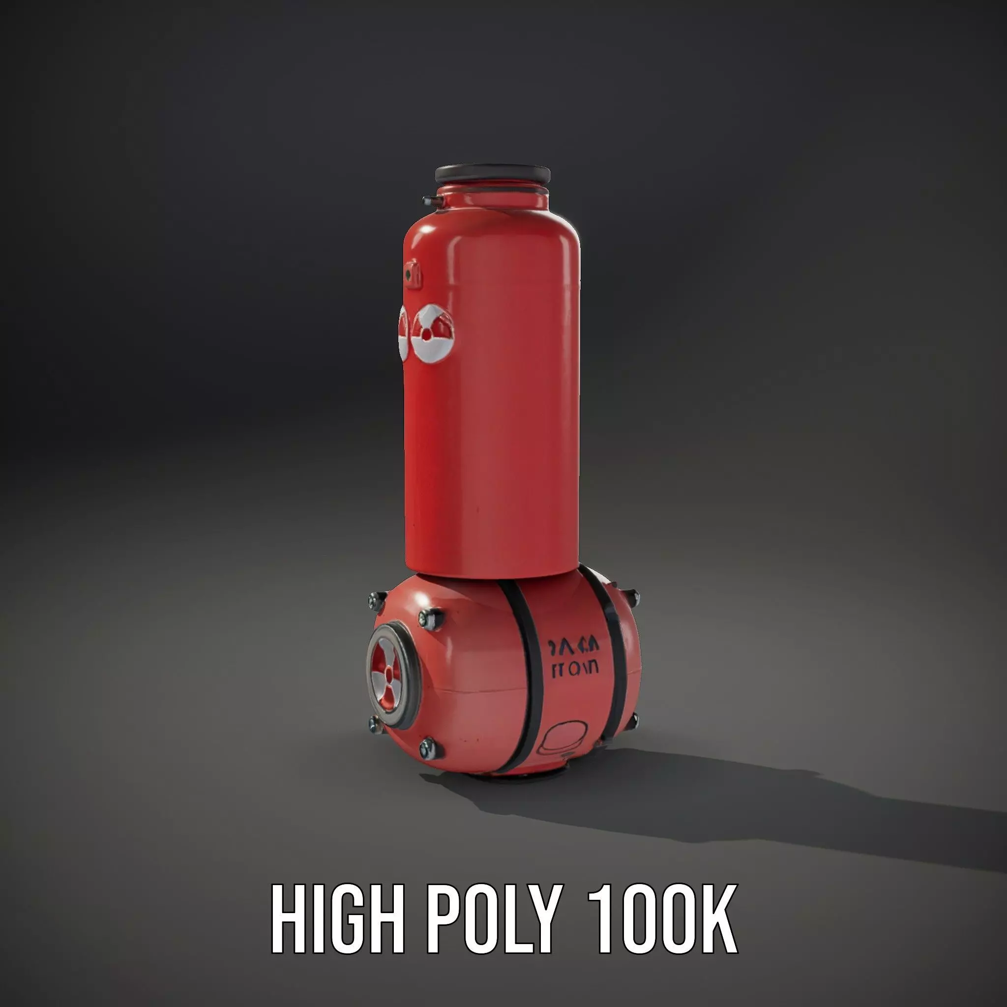 Futuristic Red Canister Model Pack with Radiation Symbols Low-poly 3D model_9