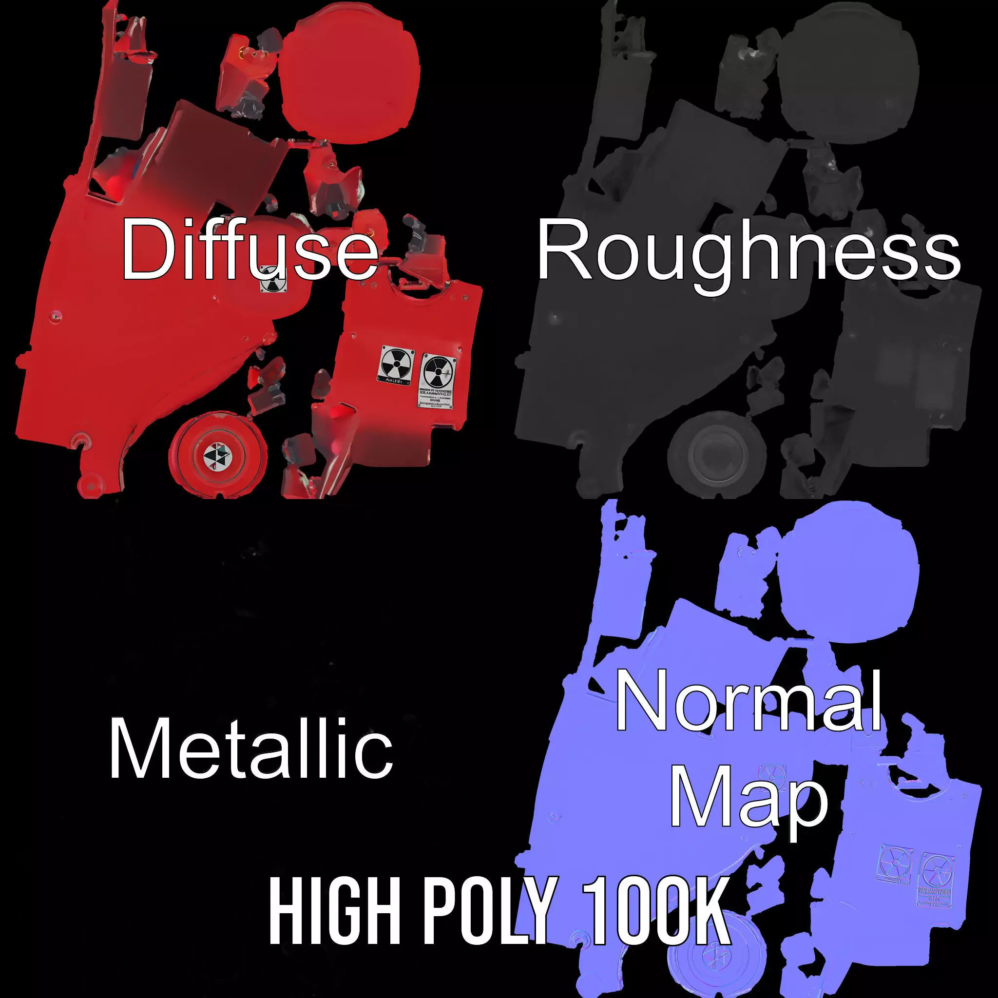 Industrial Hazard Tank model pack with warning labels Low-poly 3D model_3