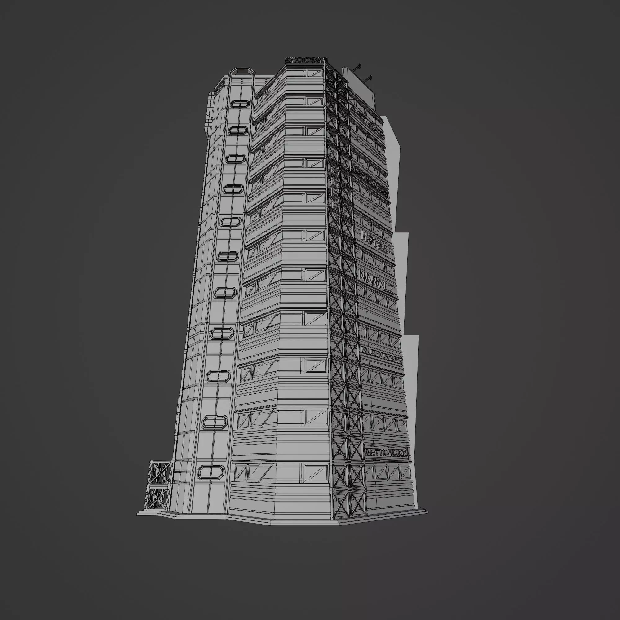 SCIFI CYBERPUNK FUTURISTIC NEON SKYSCRAPER 02 Low-poly 3D model_11