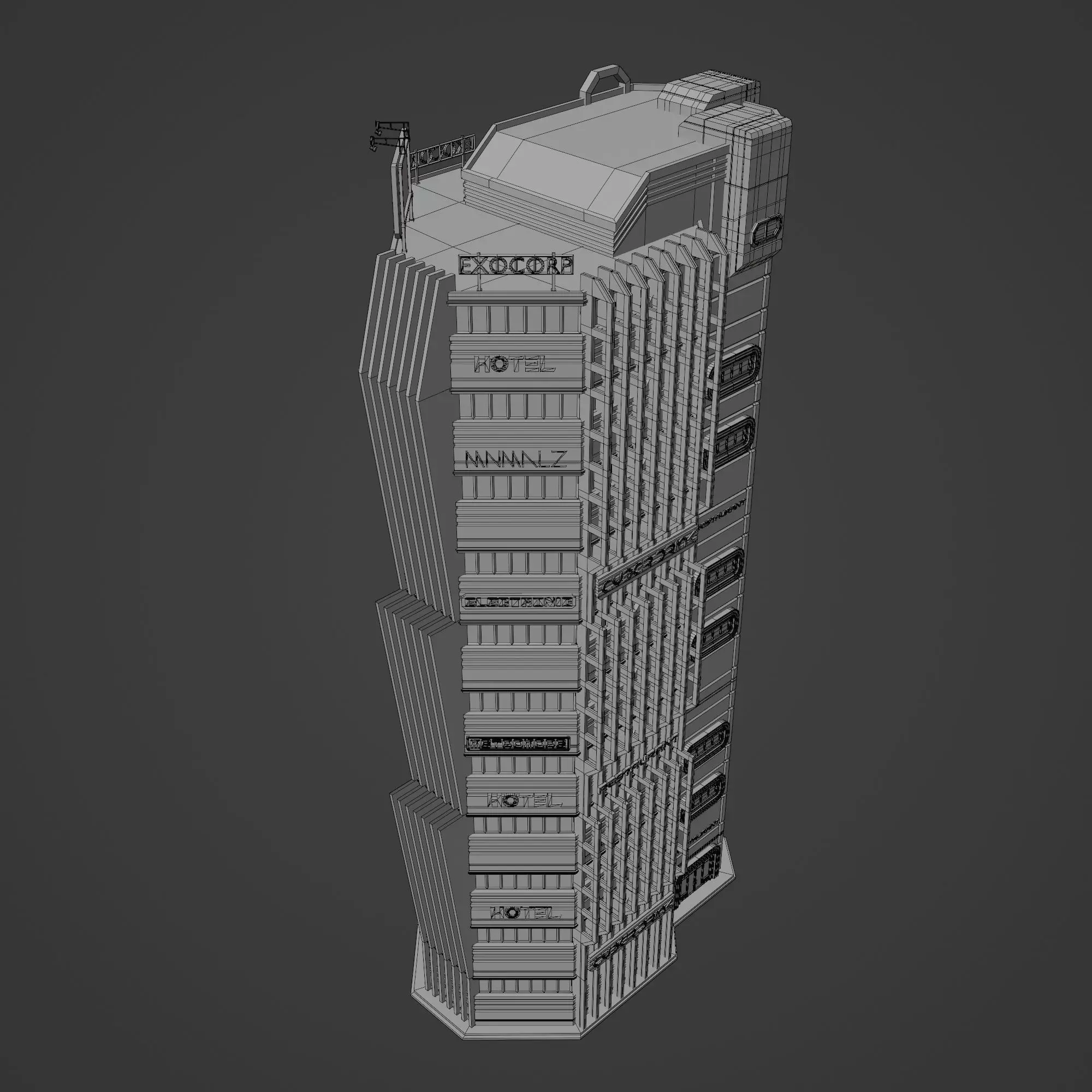 SCIFI CYBERPUNK FUTURISTIC NEON SKYSCRAPER 02 Low-poly 3D model_14