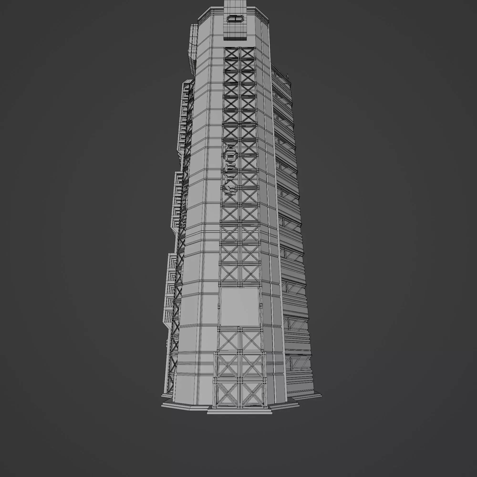 SCIFI CYBERPUNK FUTURISTIC NEON SKYSCRAPER 02 Low-poly 3D model_13