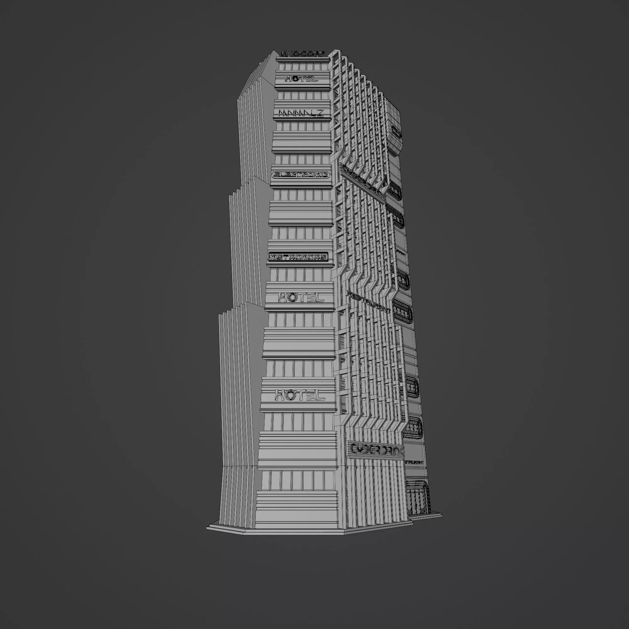 SCIFI CYBERPUNK FUTURISTIC NEON SKYSCRAPER 02 Low-poly 3D model_12