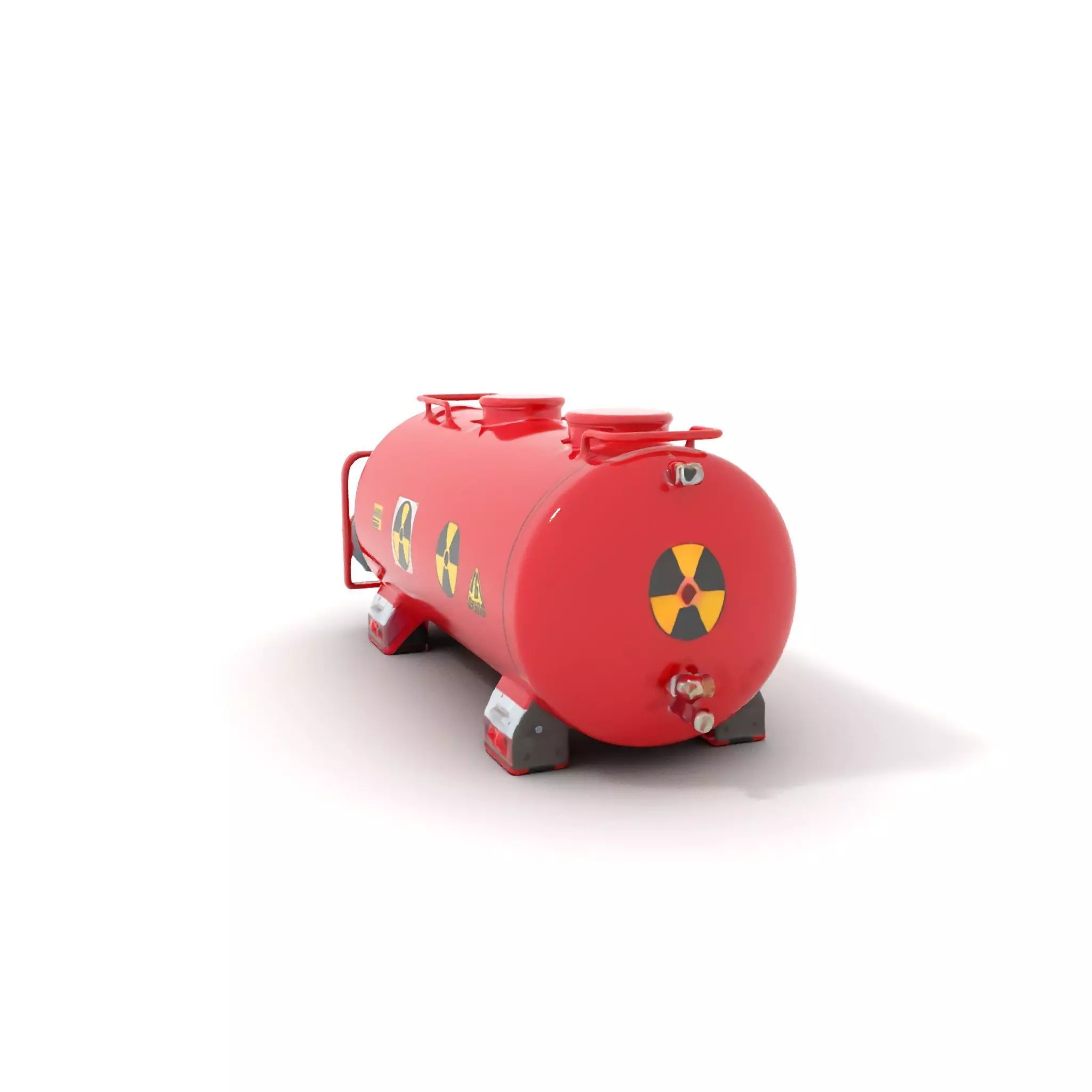 Industrial Red Storage Tank model pack with radiation symbol Low-poly 3D model_0