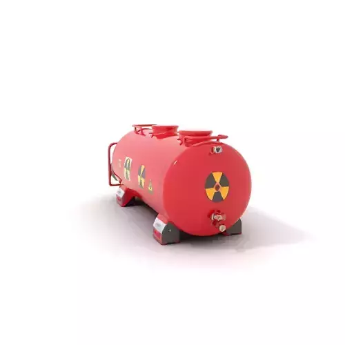 Industrial Red Storage Tank model pack with radiation symbol Low-poly 3D model